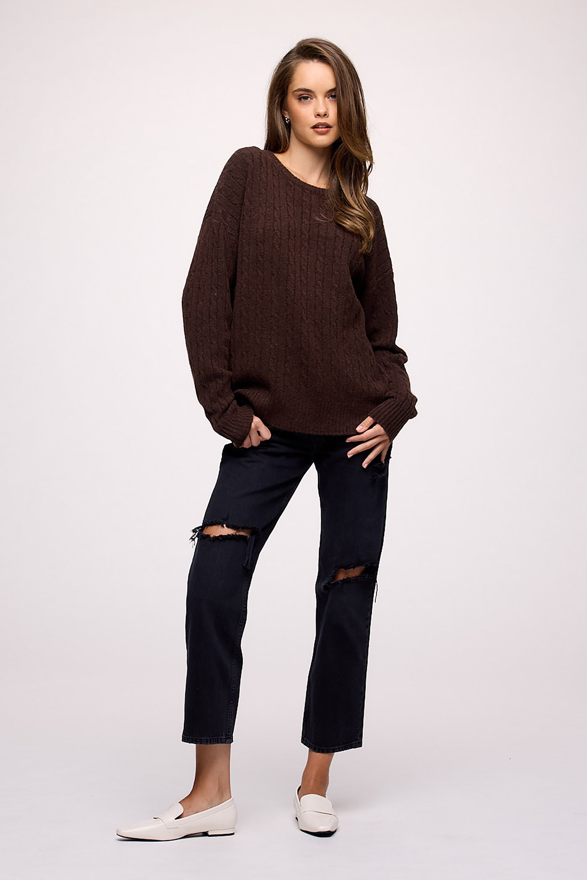 Cozy Knit Cable Crewneck Sweater