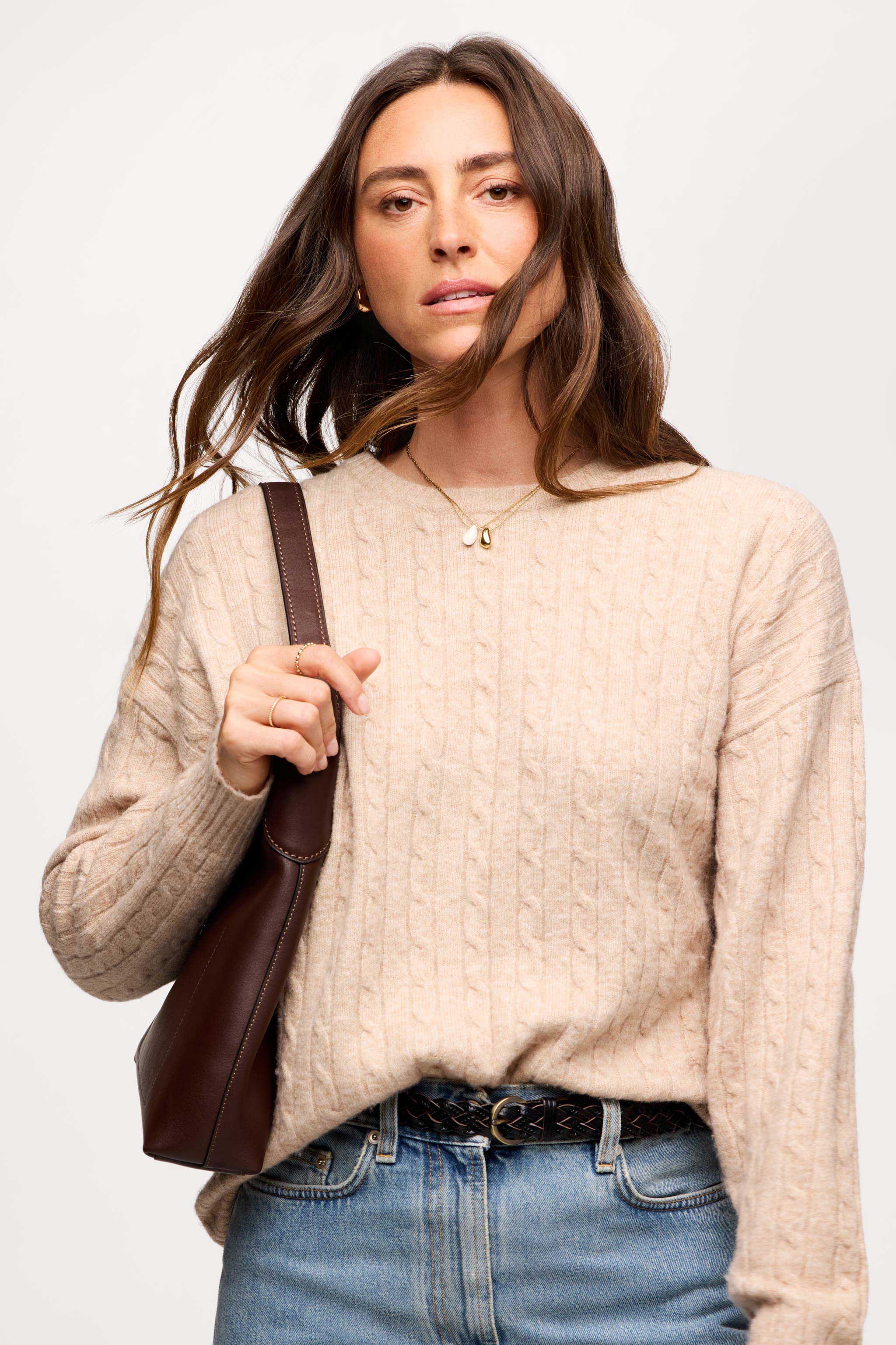 Cozy Knit Cable Crewneck Sweater