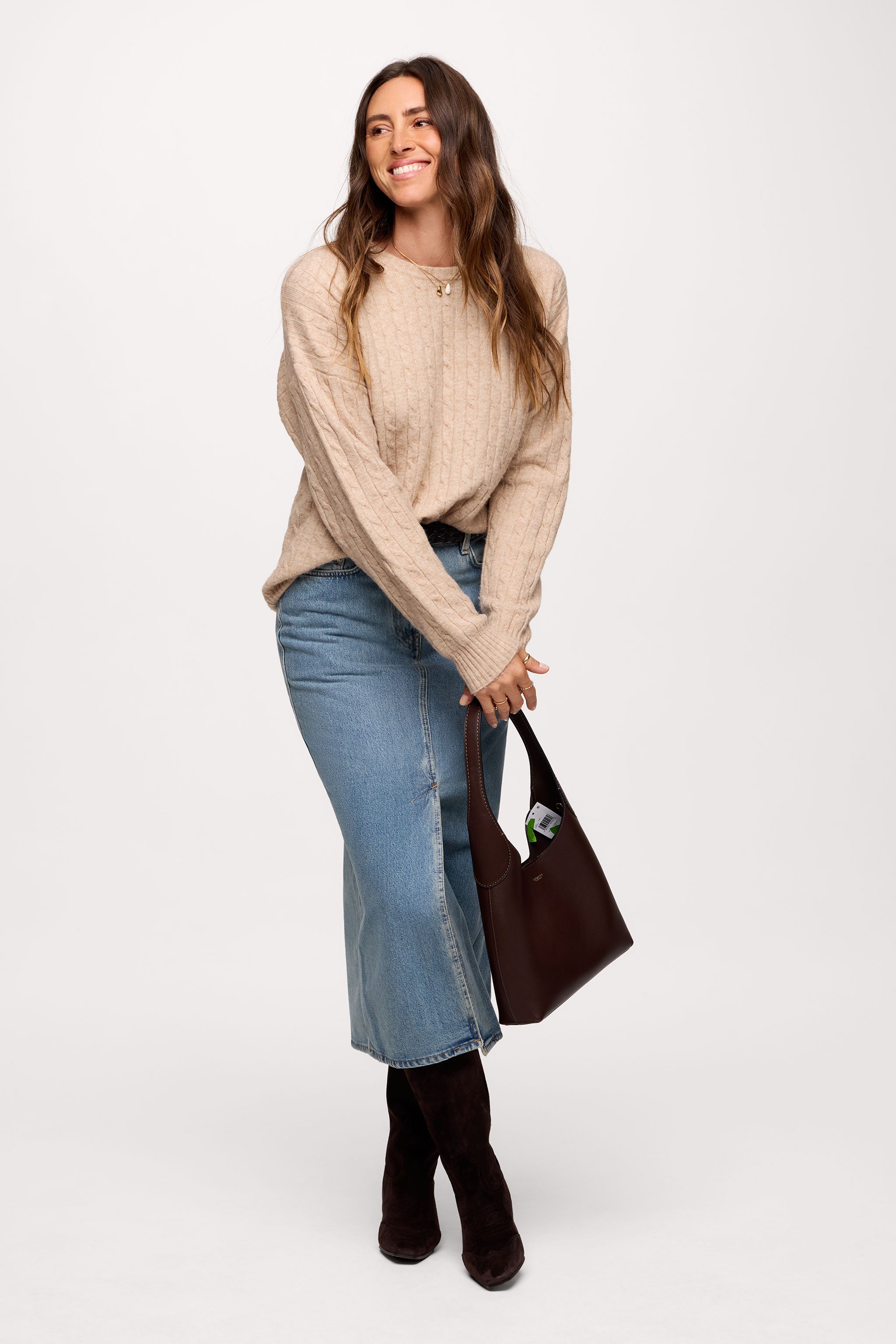 Cozy Knit Cable Crewneck Sweater