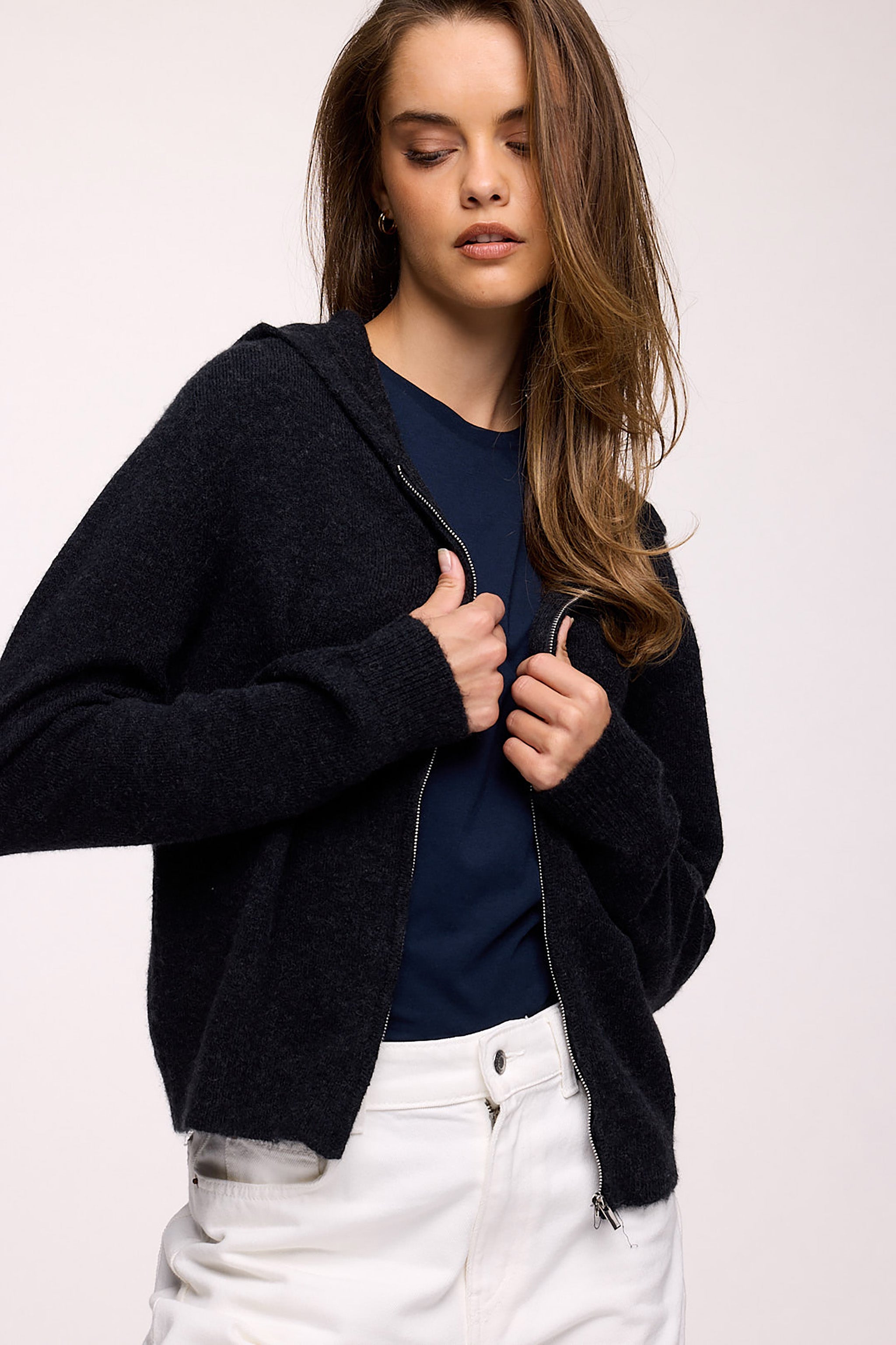 Cozy Knit Zip Up Cardigan