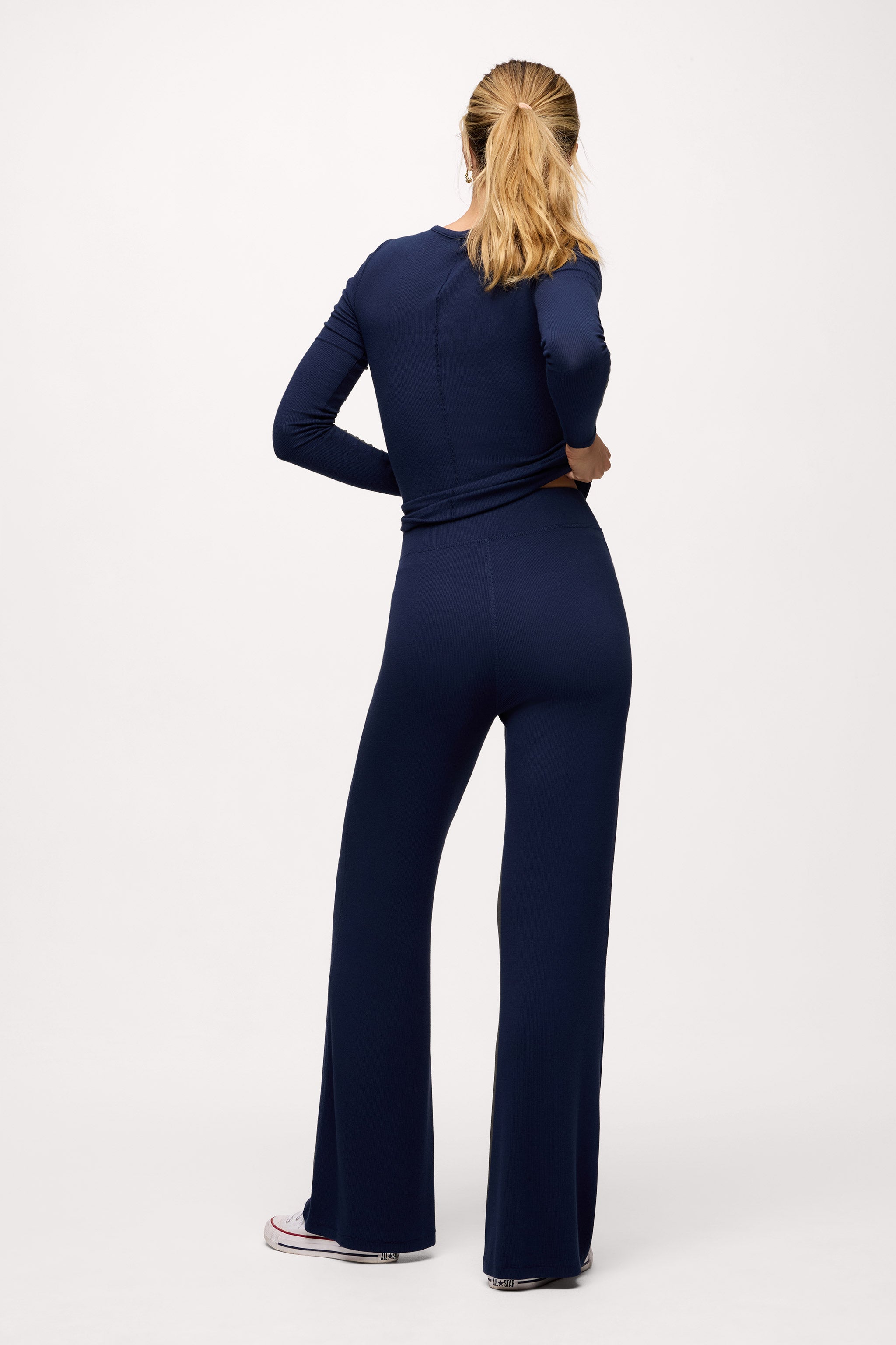 Slinky Rib Streamline Pant | Navy