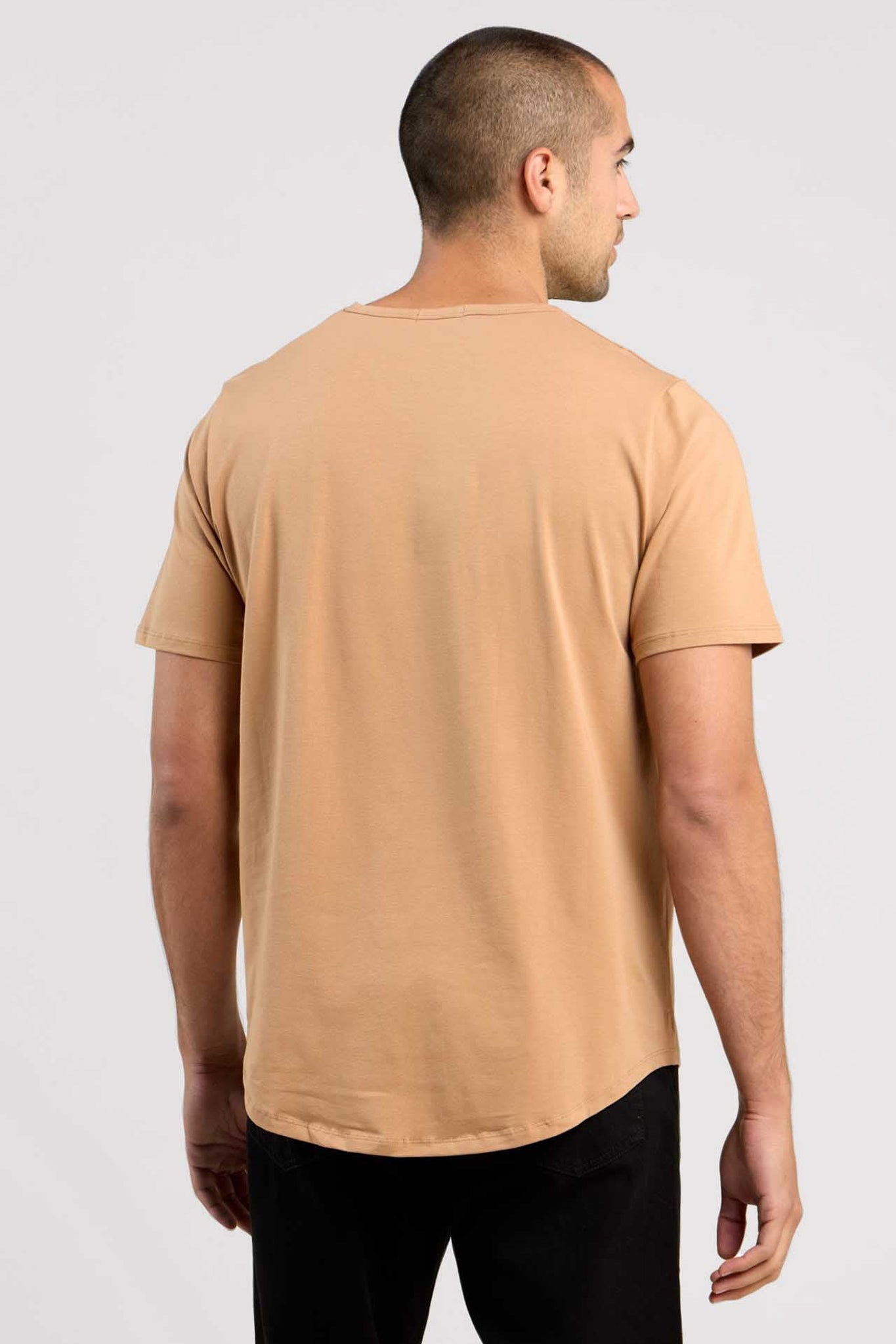 Short Sleeve Curved Hem T-Shirt | Cinnamon