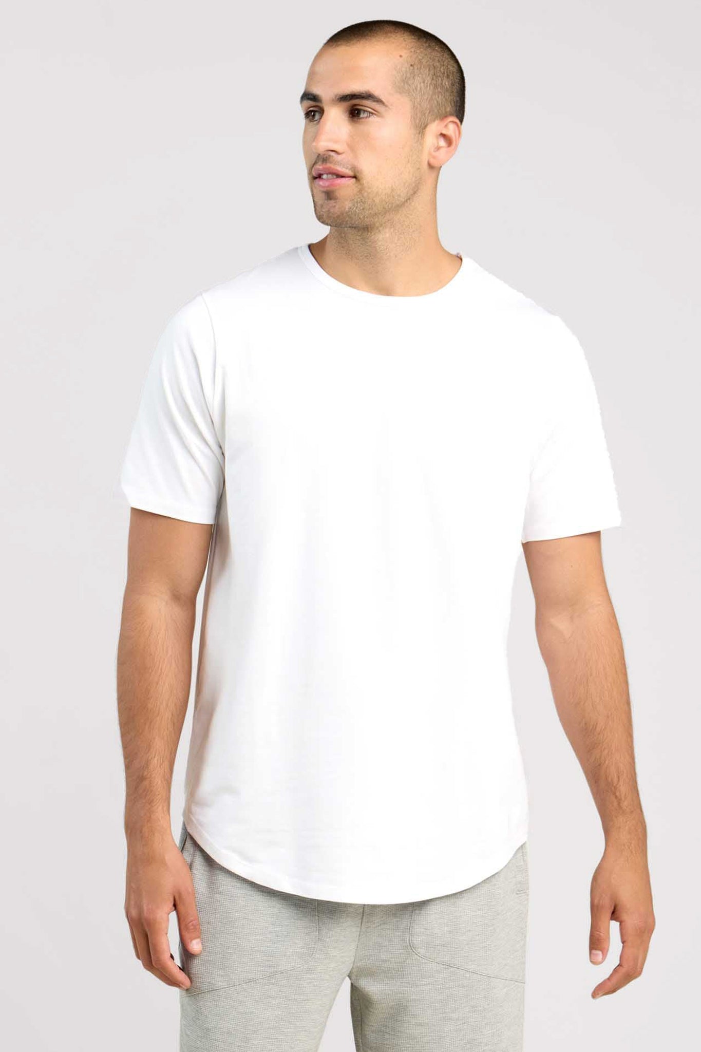 Short Sleeve Curved Hem T-Shirt | White – nuuds