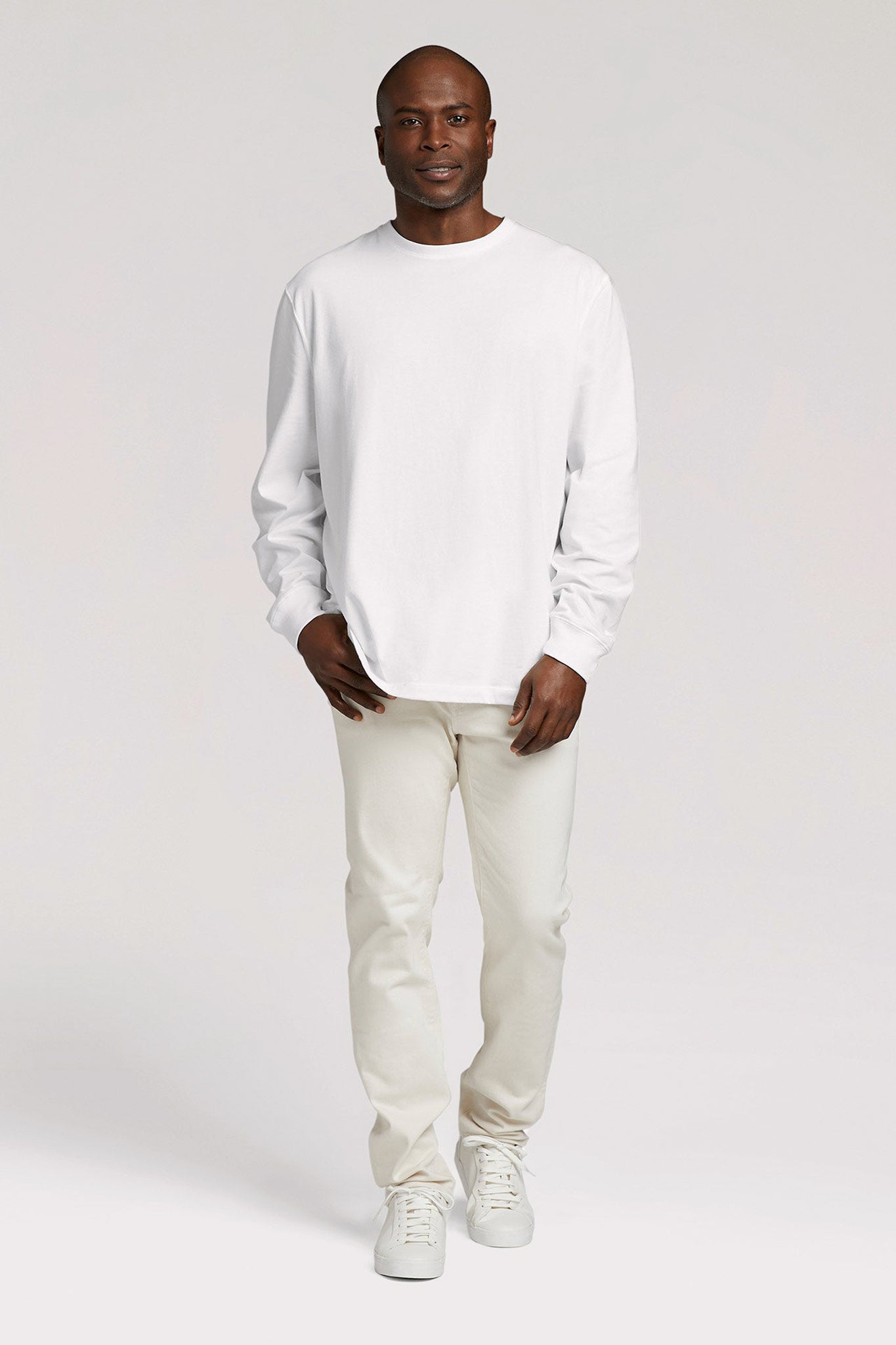 Long Sleeve Boxy Tee | White