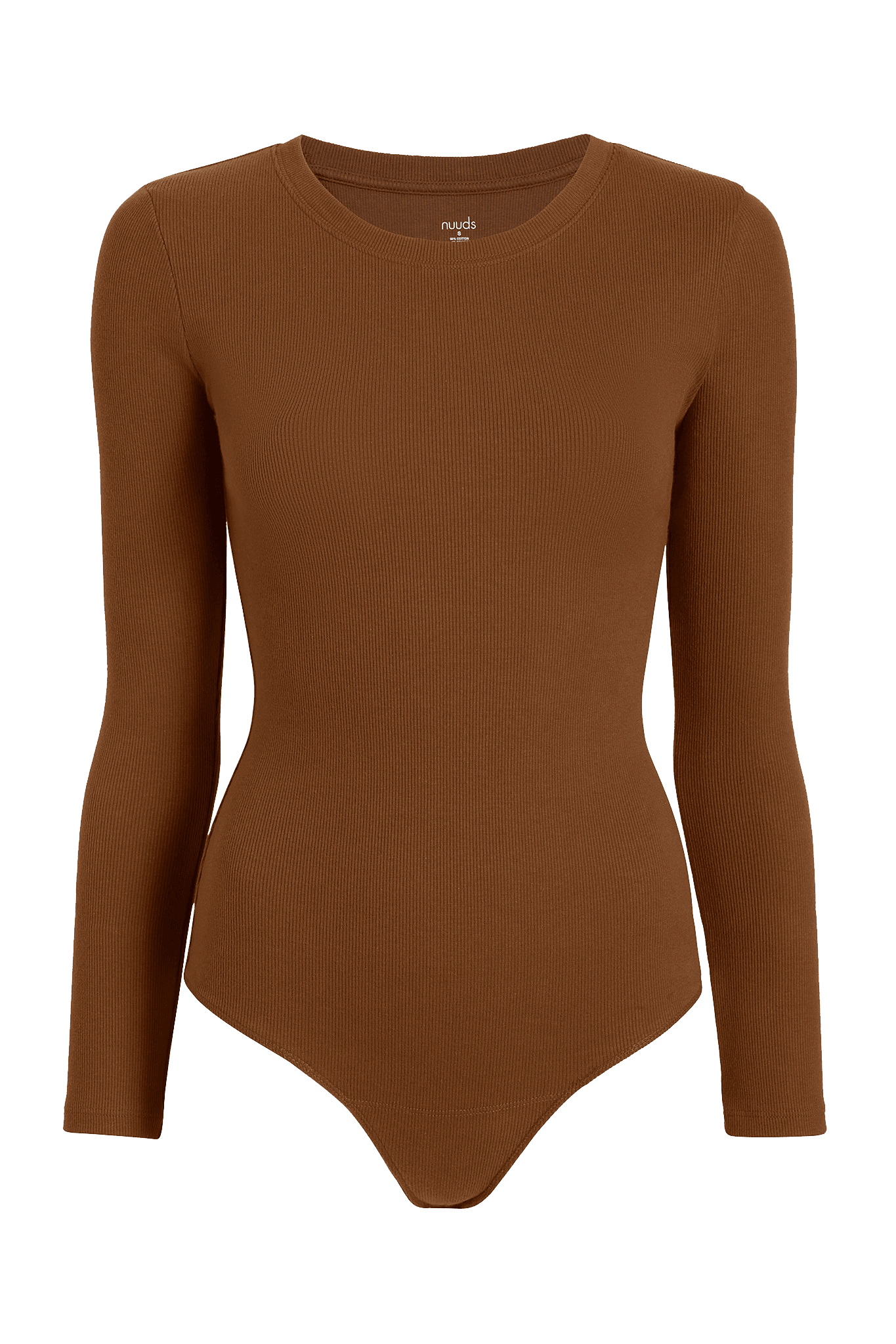 Women's Long Sleeve Ribbed Crewneck Bodysuit | Chocolate