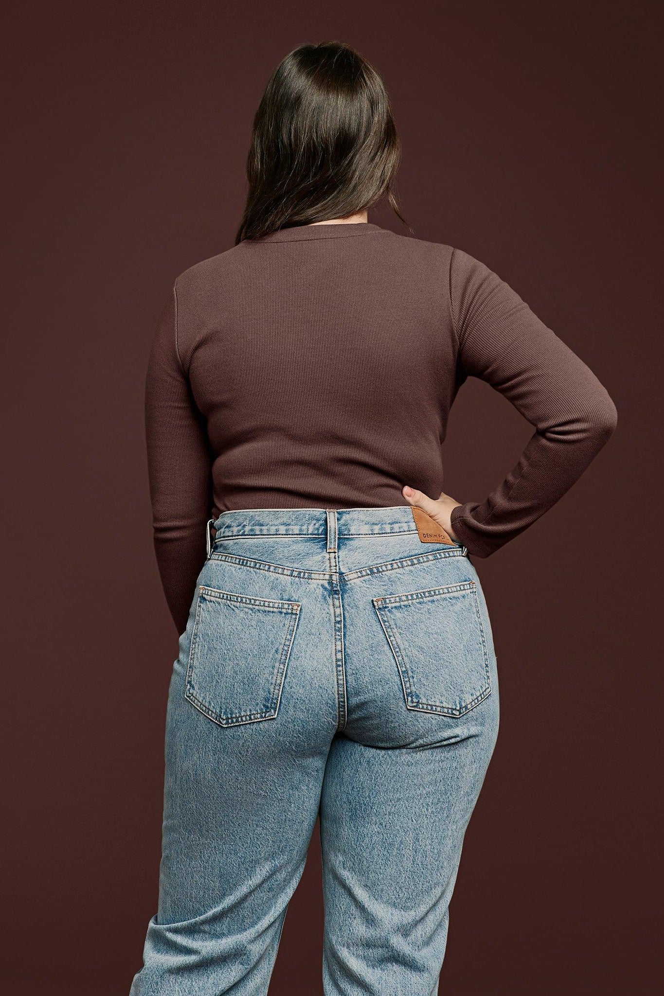 Women's Long Sleeve Ribbed Crewneck Bodysuit | Coffee