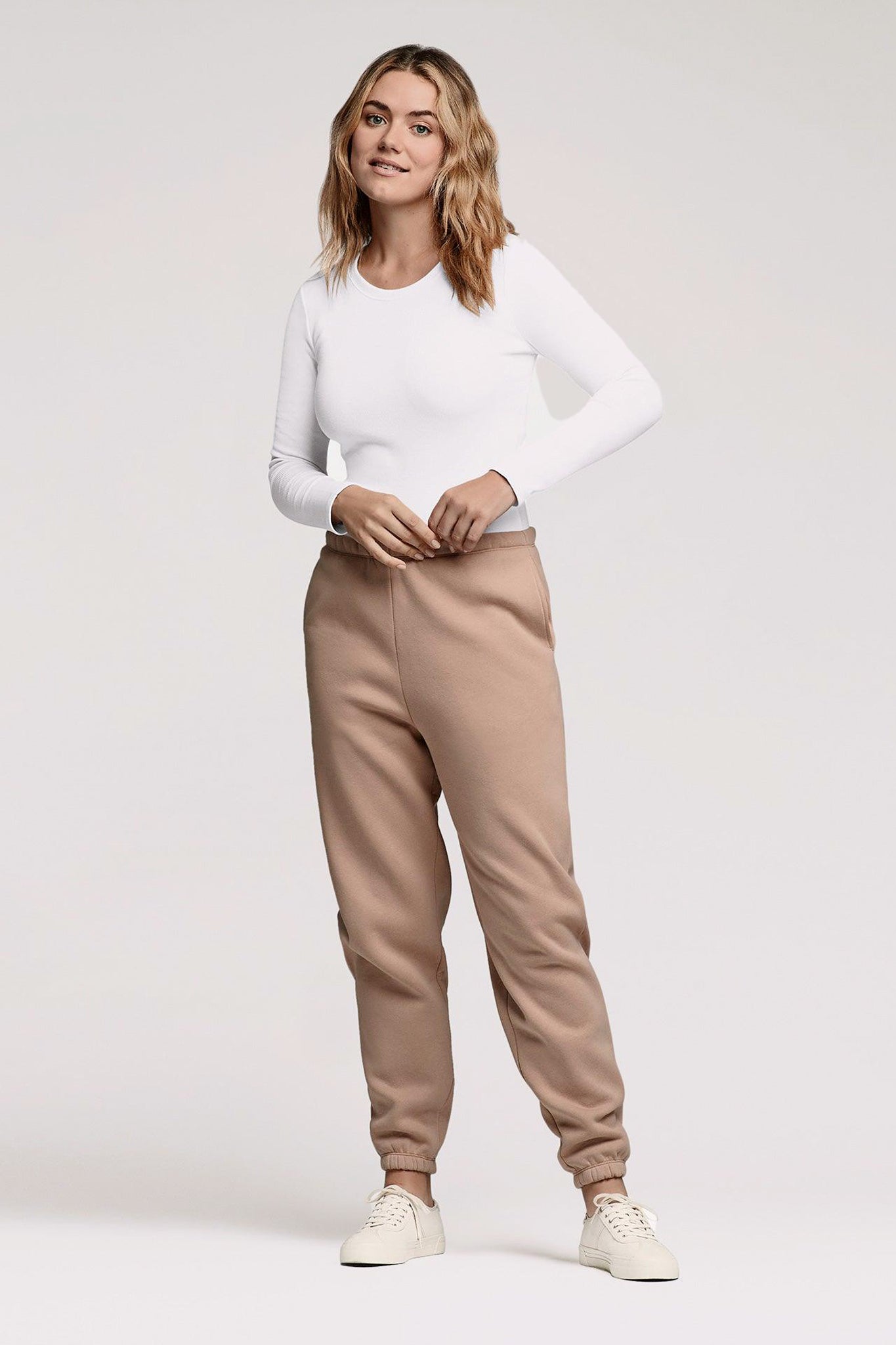 Women's Long Sleeve Ribbed Crewneck Bodysuit | White