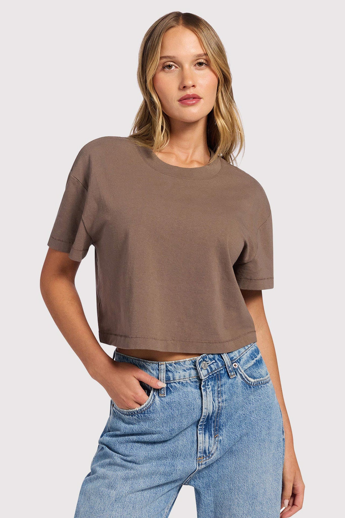 Vintage Cropped Basic Tee Vintage Cotton Cropped Tee Women's Cropped T-Shirt – Relaxed Cotton Basic  By Nuuds