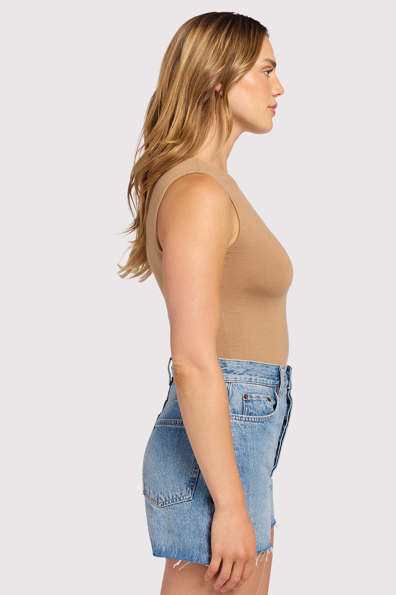 Cotton Stretch Classic Crewneck Tank Bodysuit