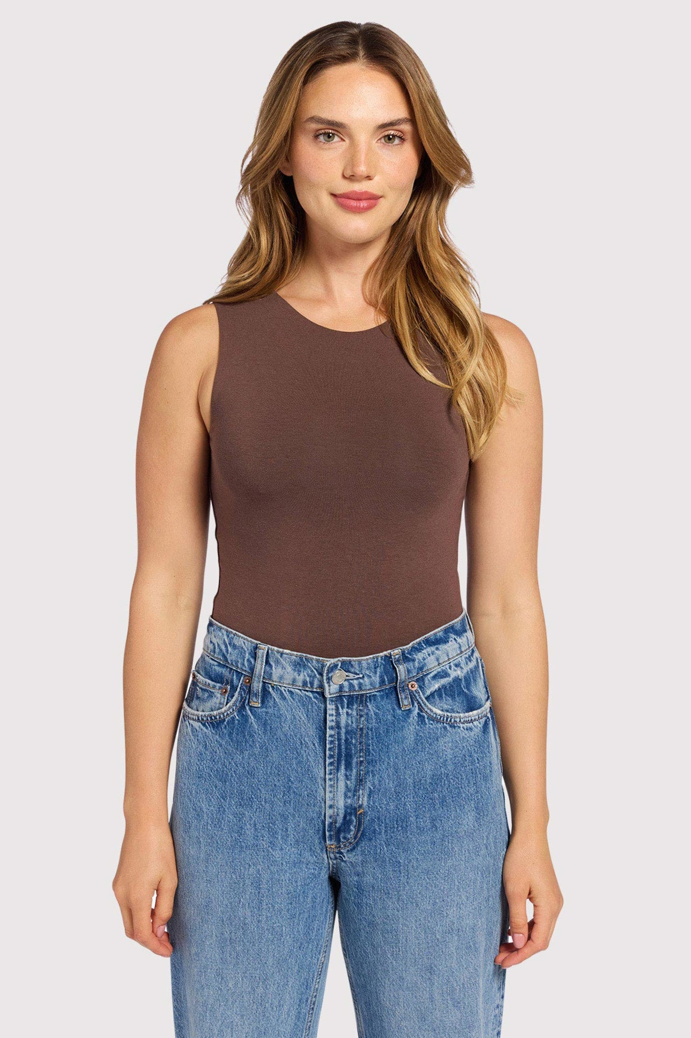 Cotton Stretch Classic Crewneck Tank Bodysuit