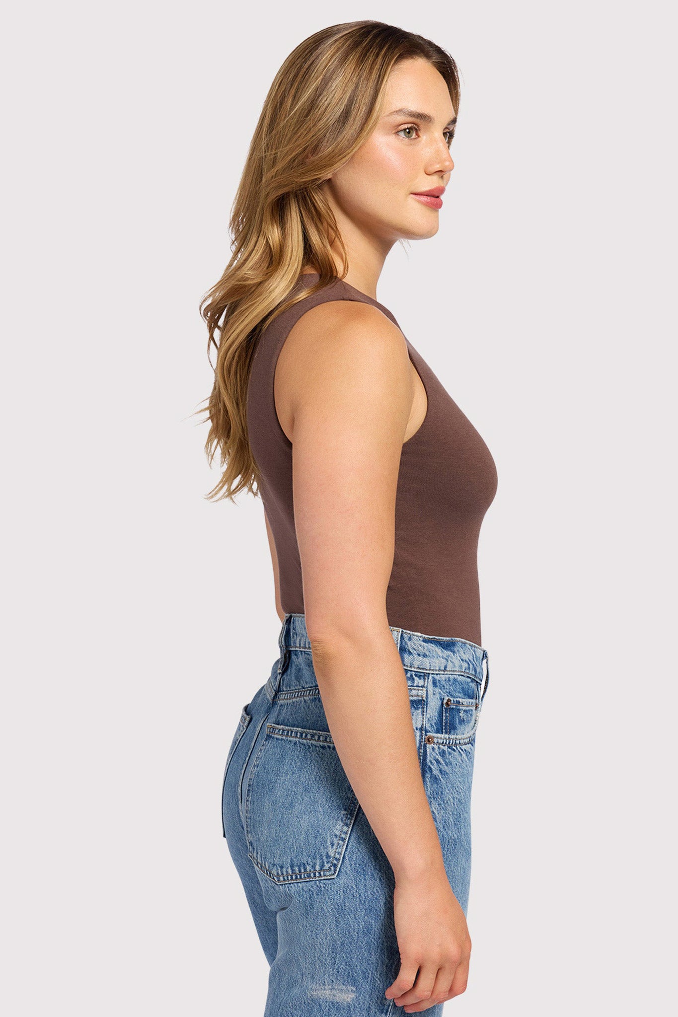 Cotton Stretch Classic Crewneck Tank Bodysuit