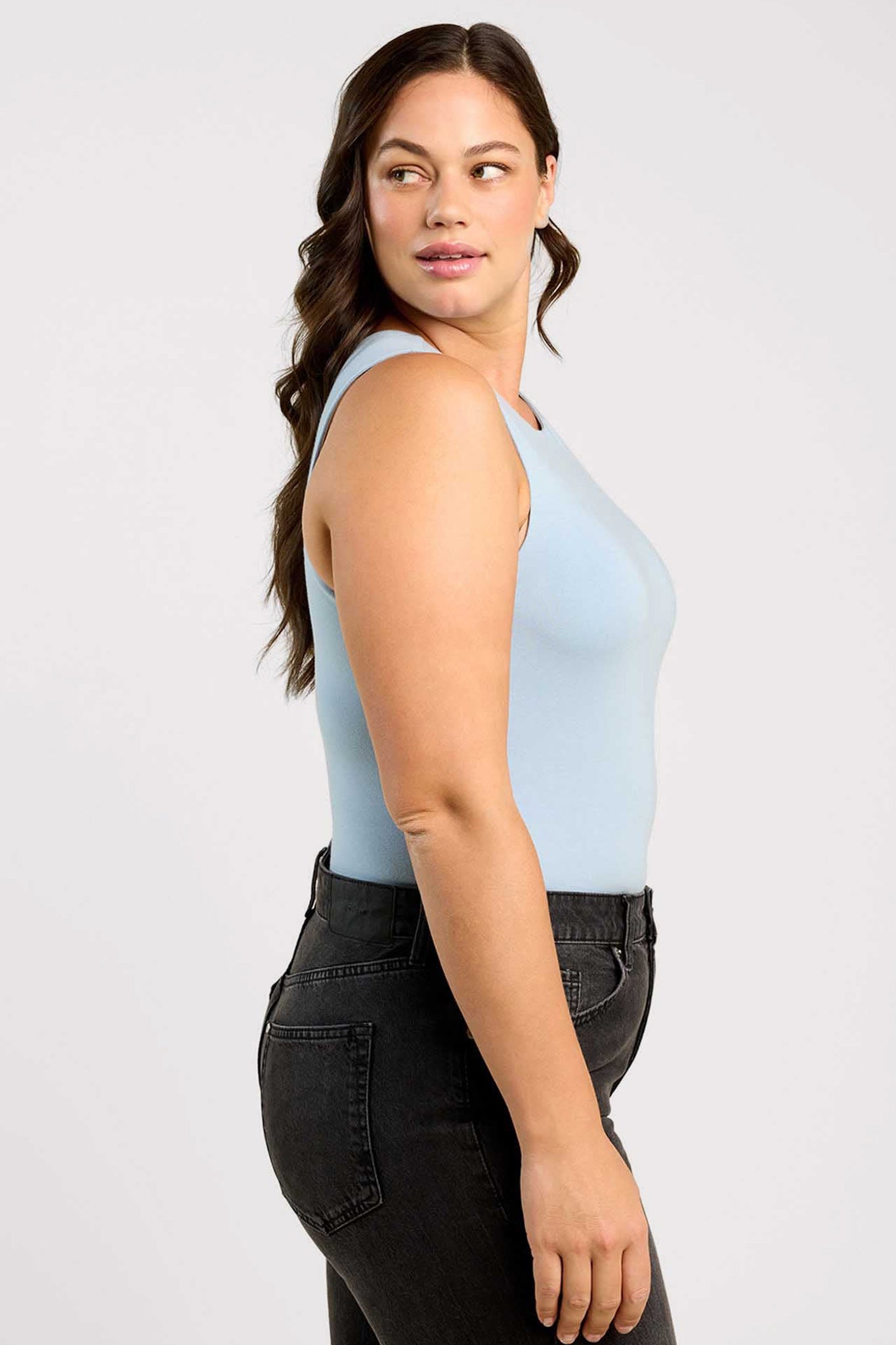 Cotton Stretch Classic Crewneck Tank Bodysuit