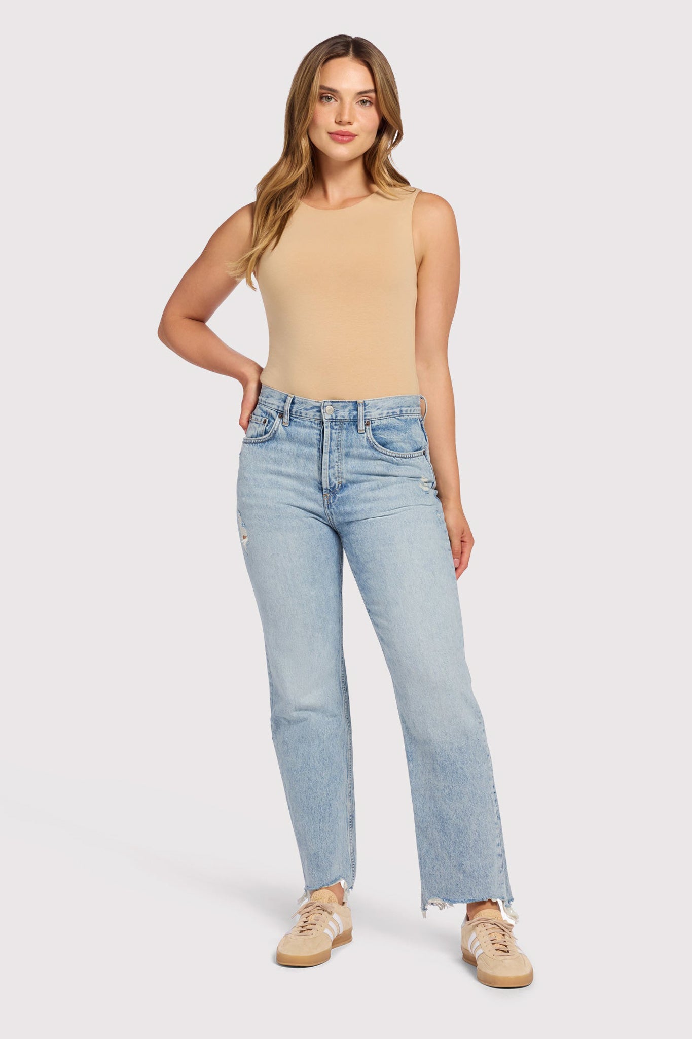 Cotton Stretch Classic Crewneck Tank Bodysuit