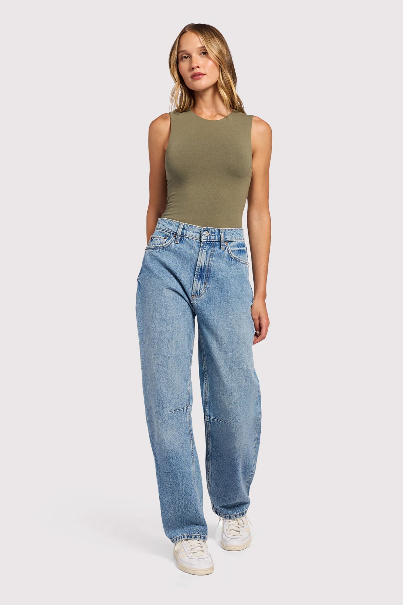 Cotton Stretch Classic Crewneck Tank Bodysuit