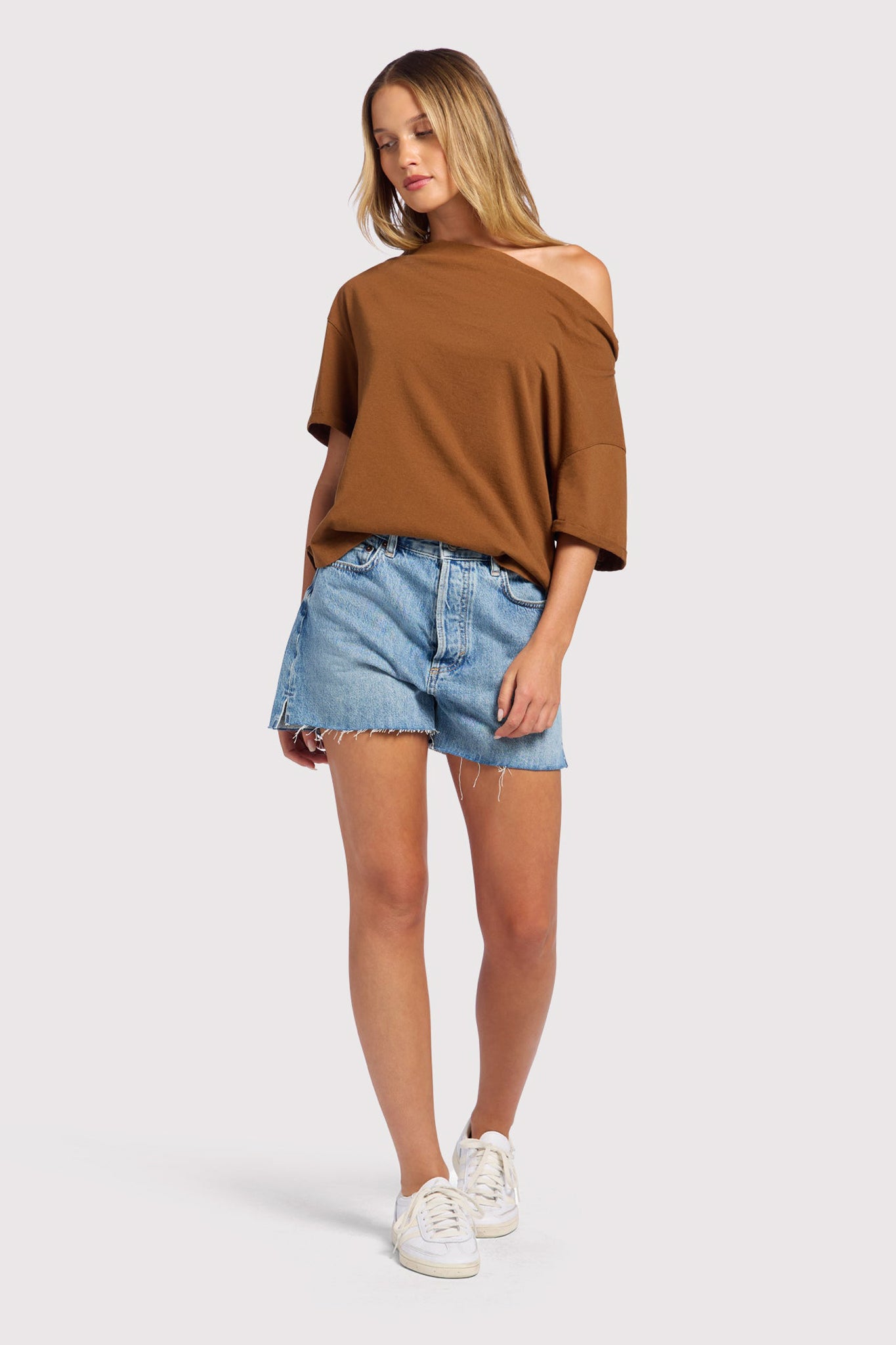 Vintage Cotton Off The Shoulder T-Shirt