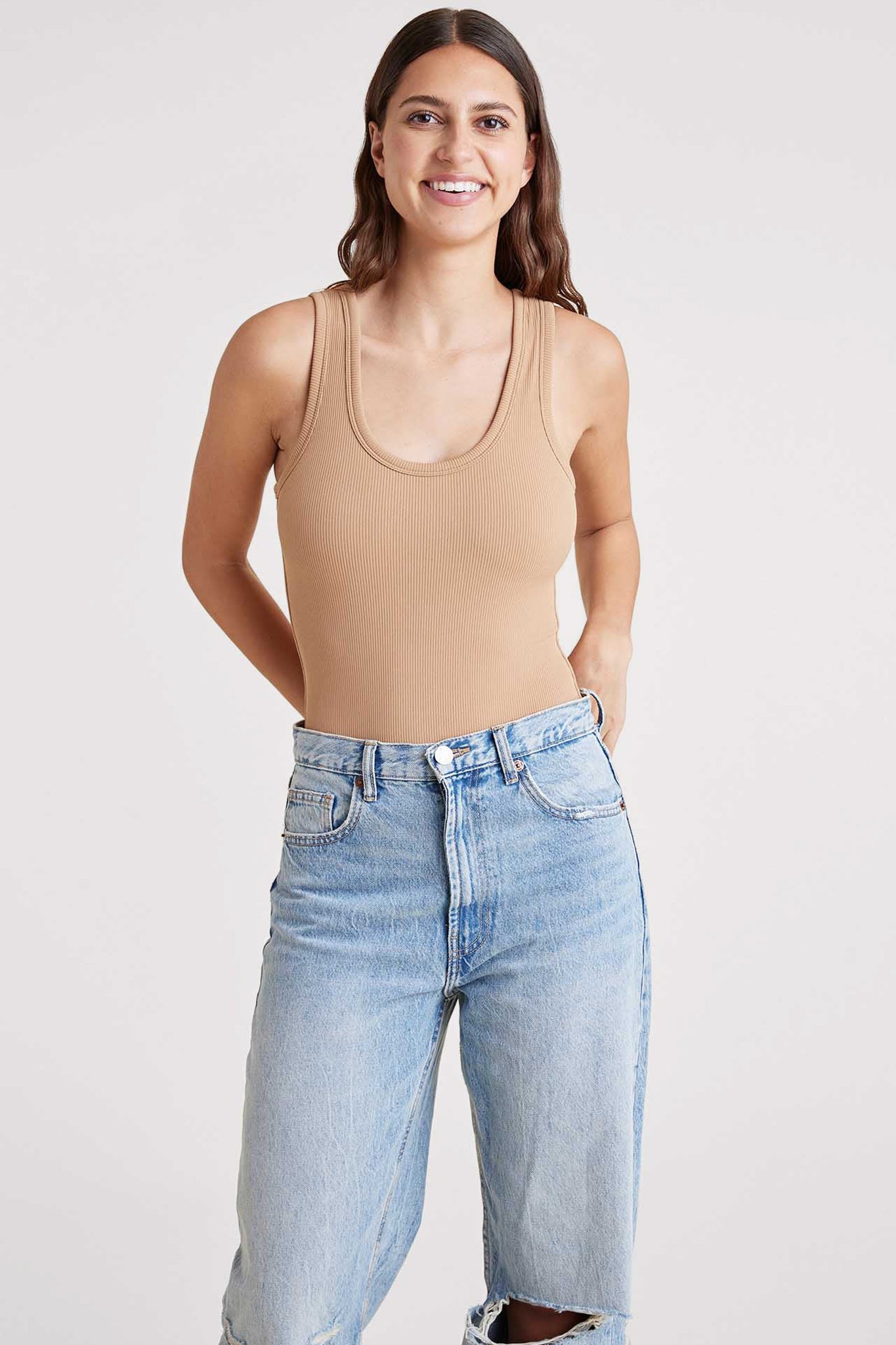 Ribbed Scoop Tank Bodysuit