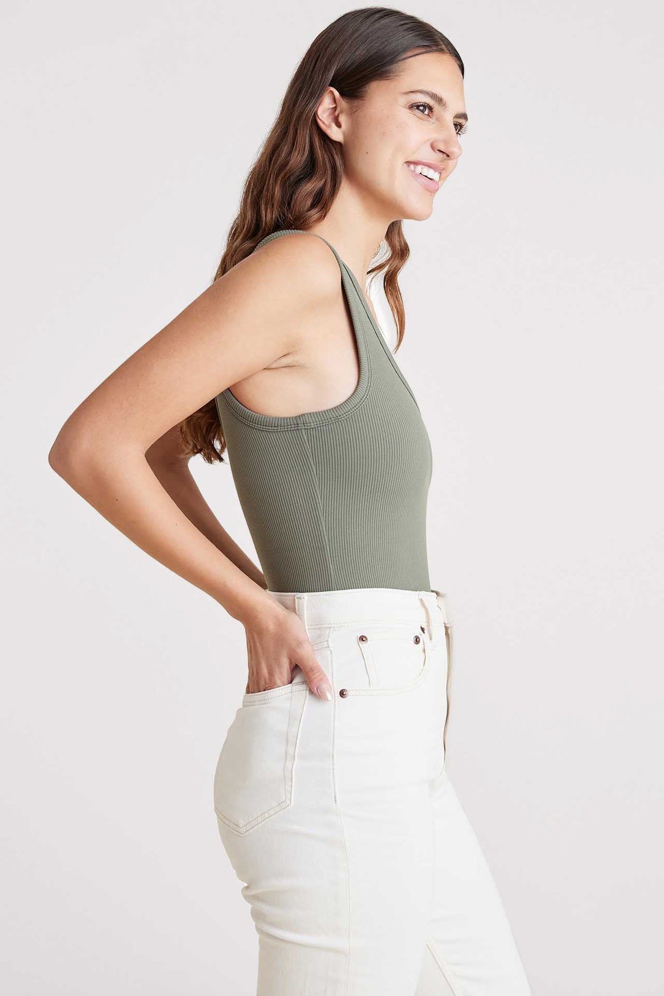 Ribbed Scoop Tank Bodysuit