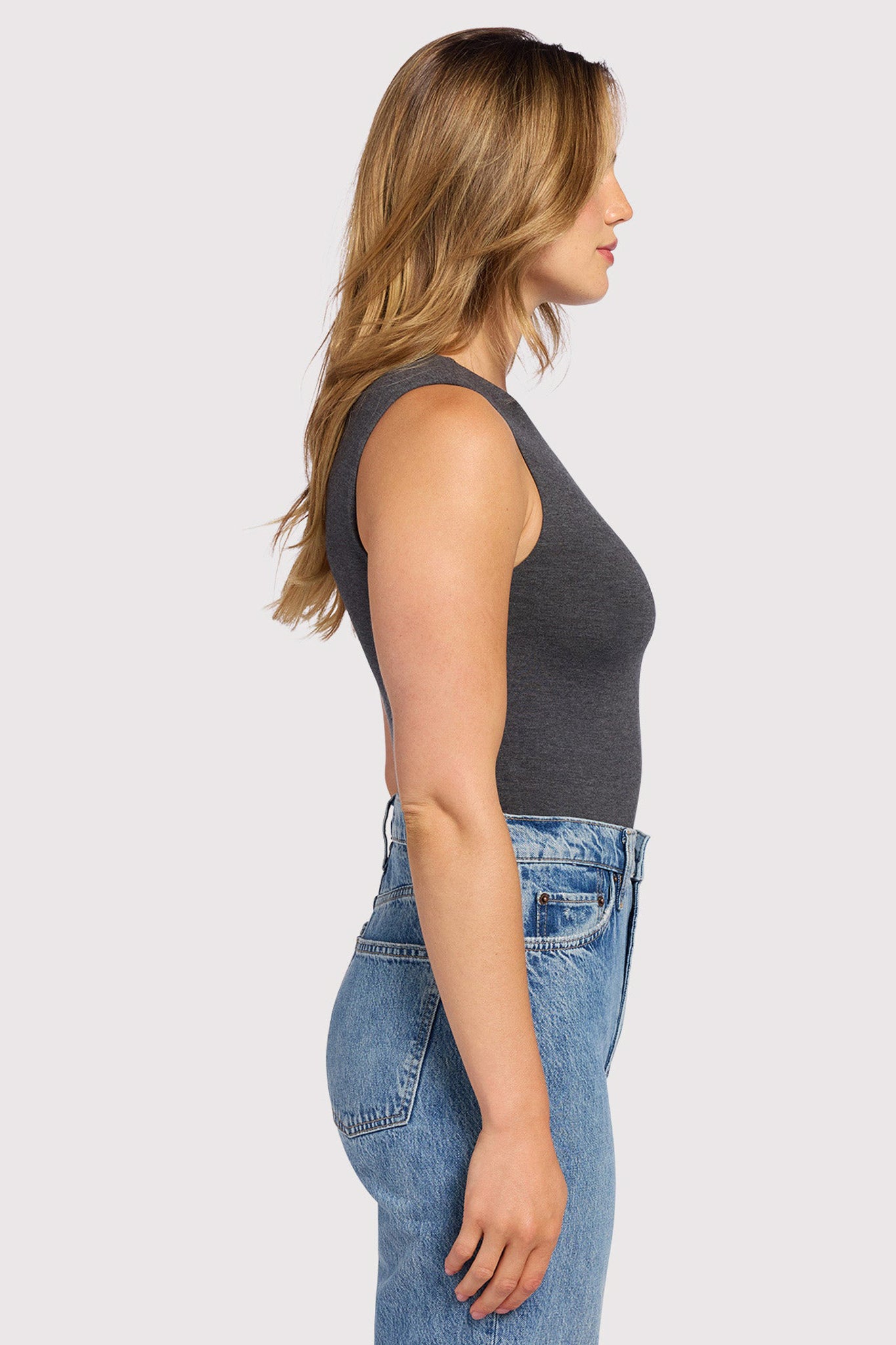 Cotton Stretch Classic Crewneck Tank Bodysuit