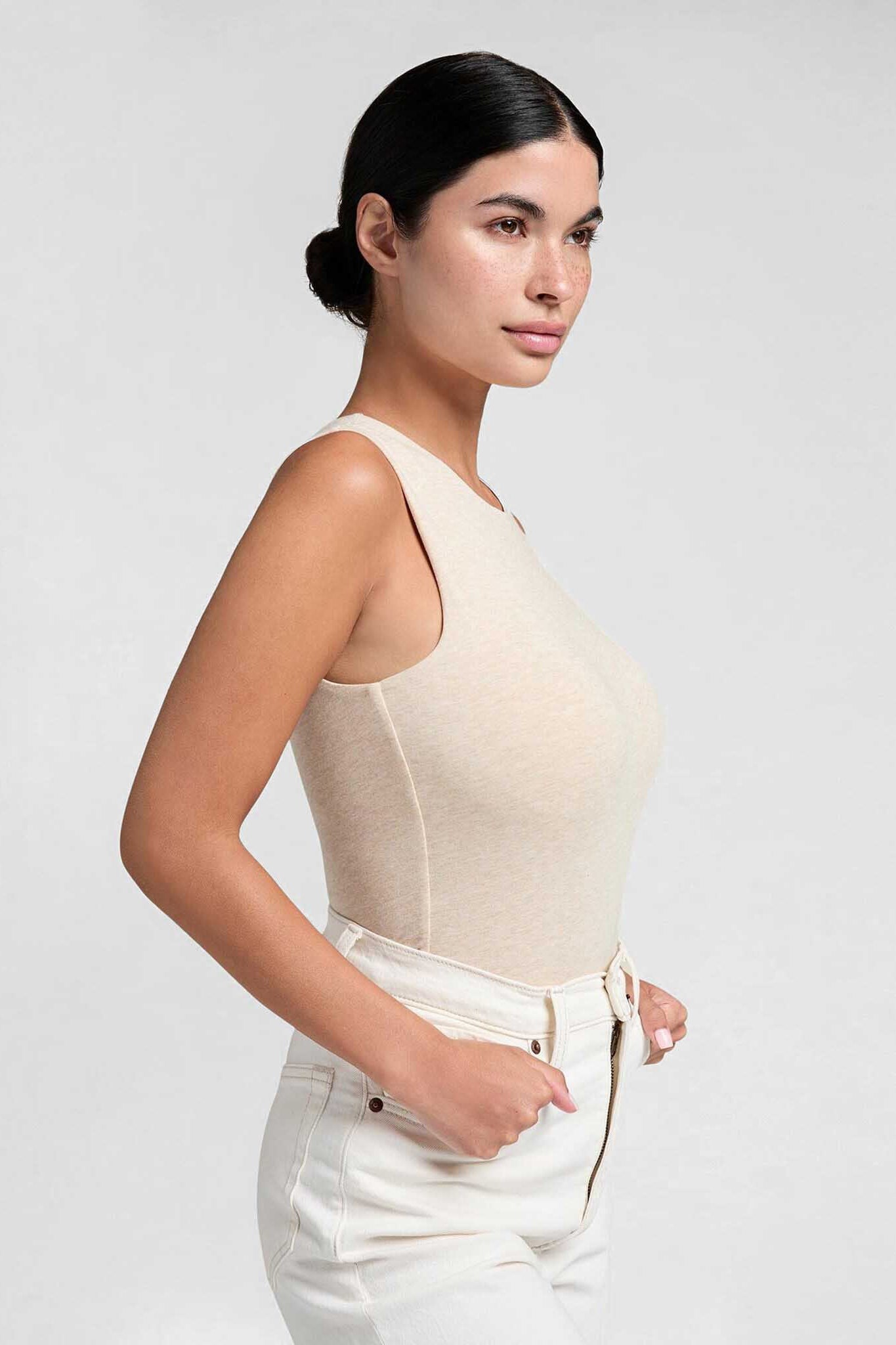 Cotton Stretch Classic Crewneck Tank Bodysuit