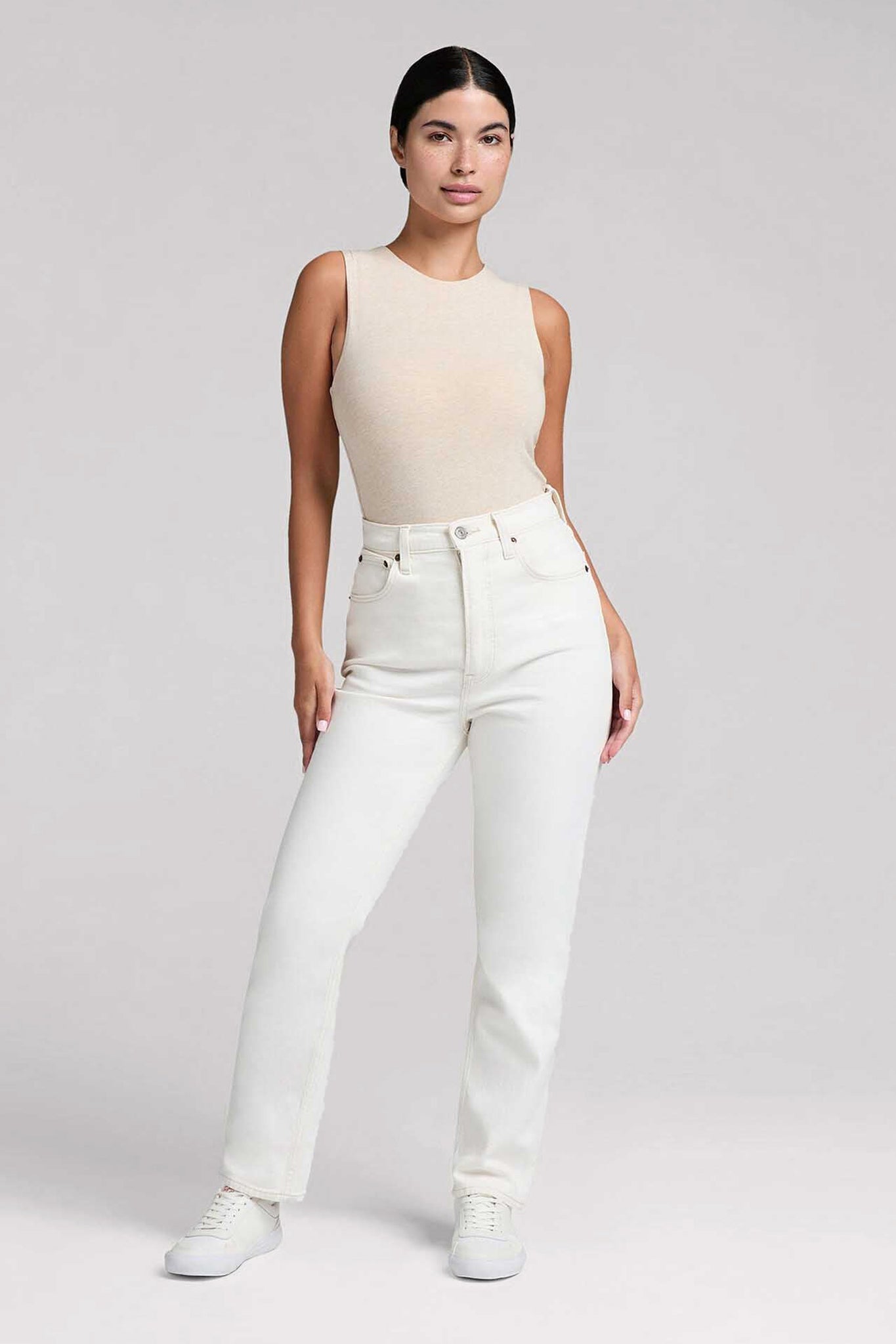 Cotton Stretch Classic Crewneck Tank Bodysuit