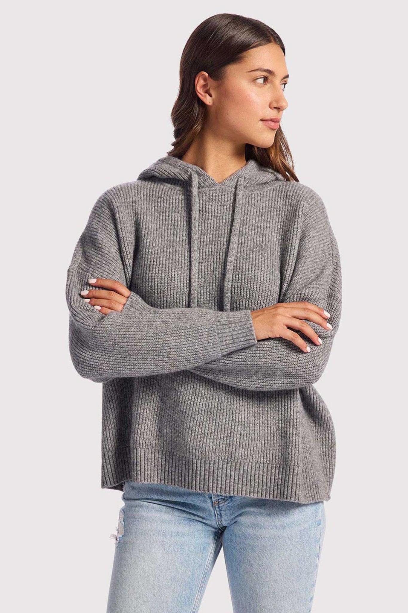 Cozy Knit Ribbed Sweater Hoodie