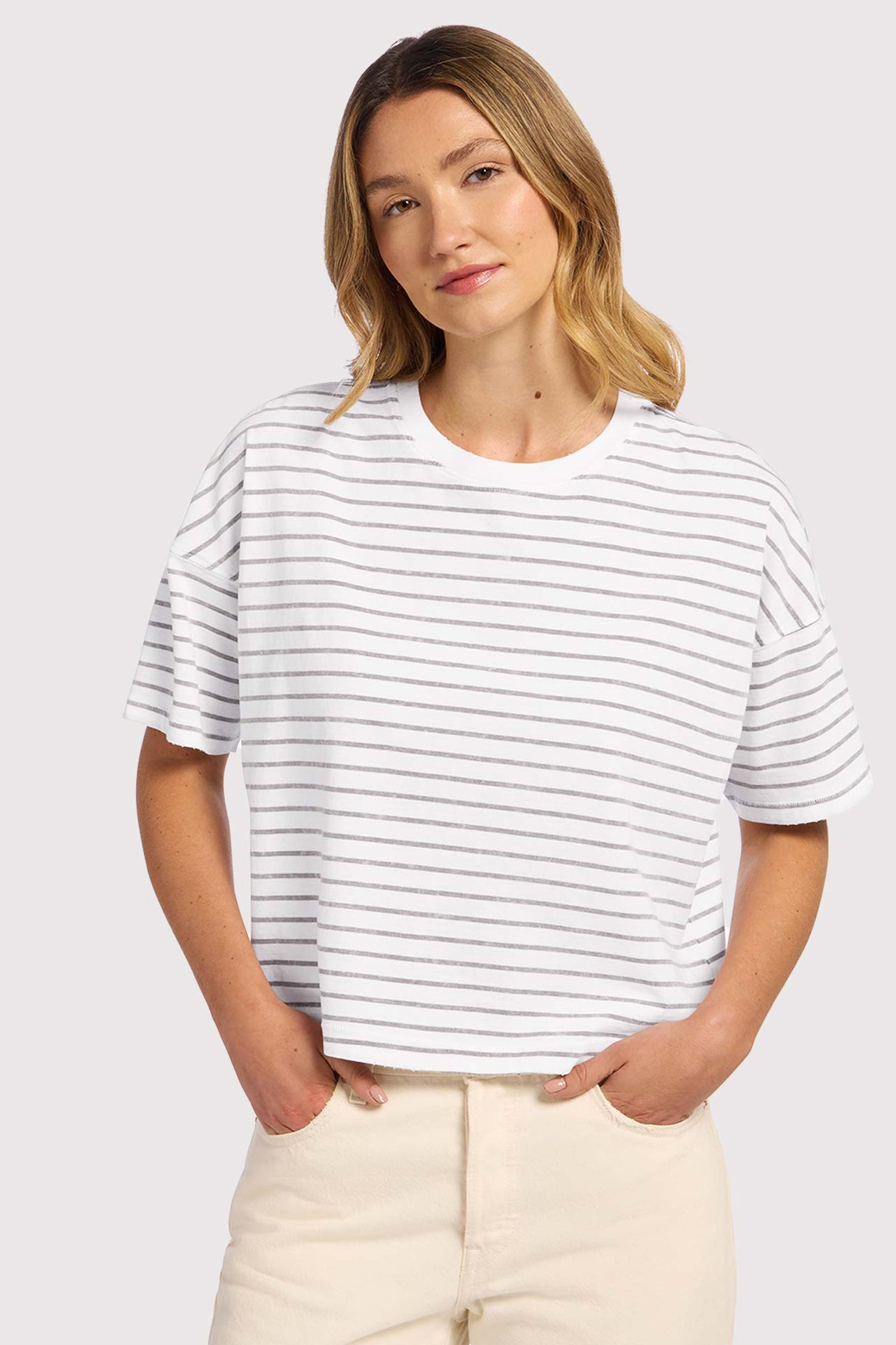 Soft Cotton Striped Boxy Tee