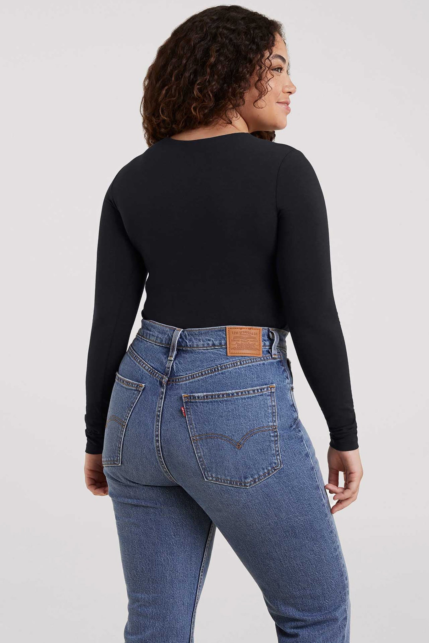 Cotton Stretch Long Sleeve Crewneck Bodysuit