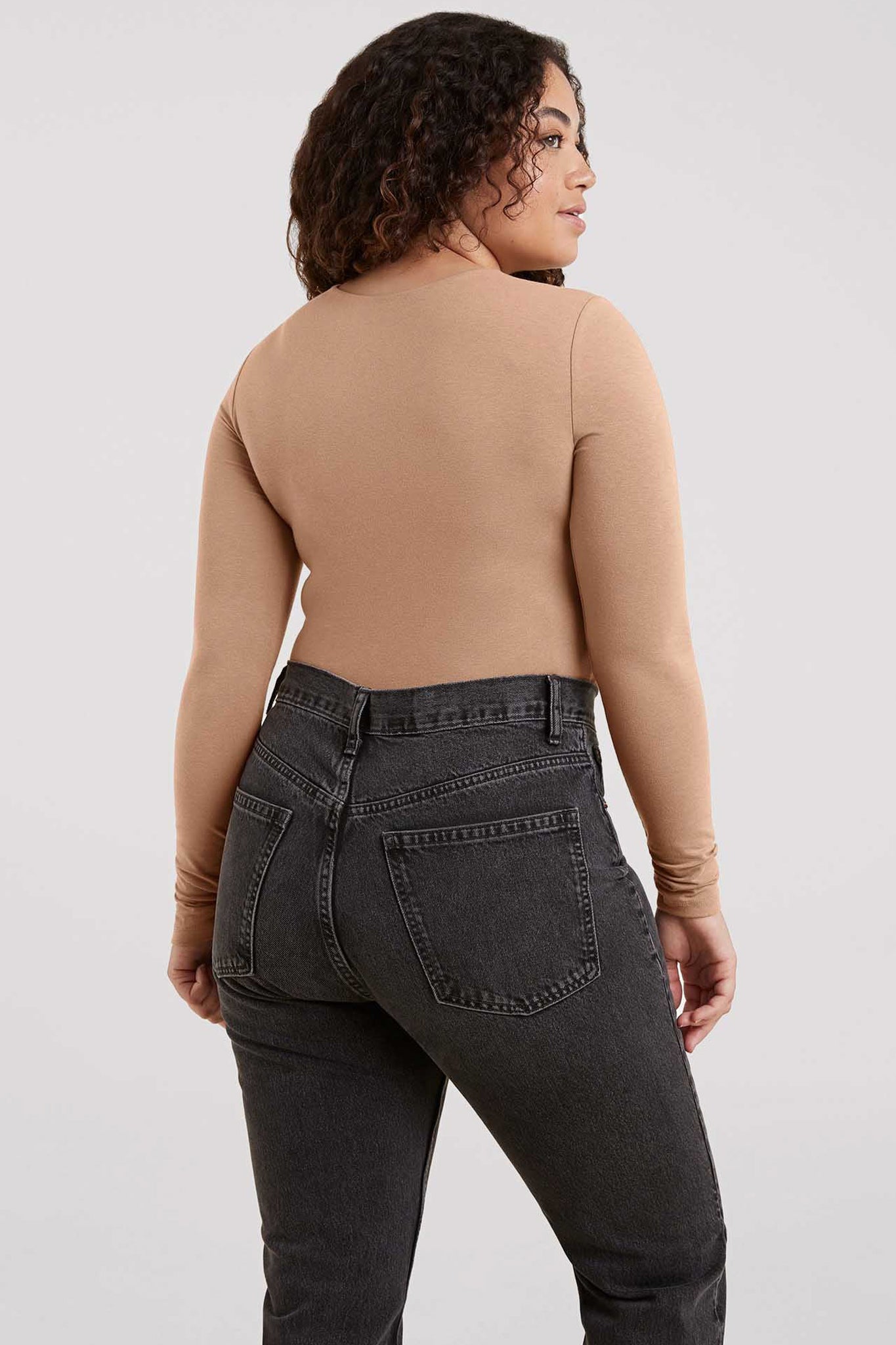 Cotton Stretch Long Sleeve Crewneck Bodysuit