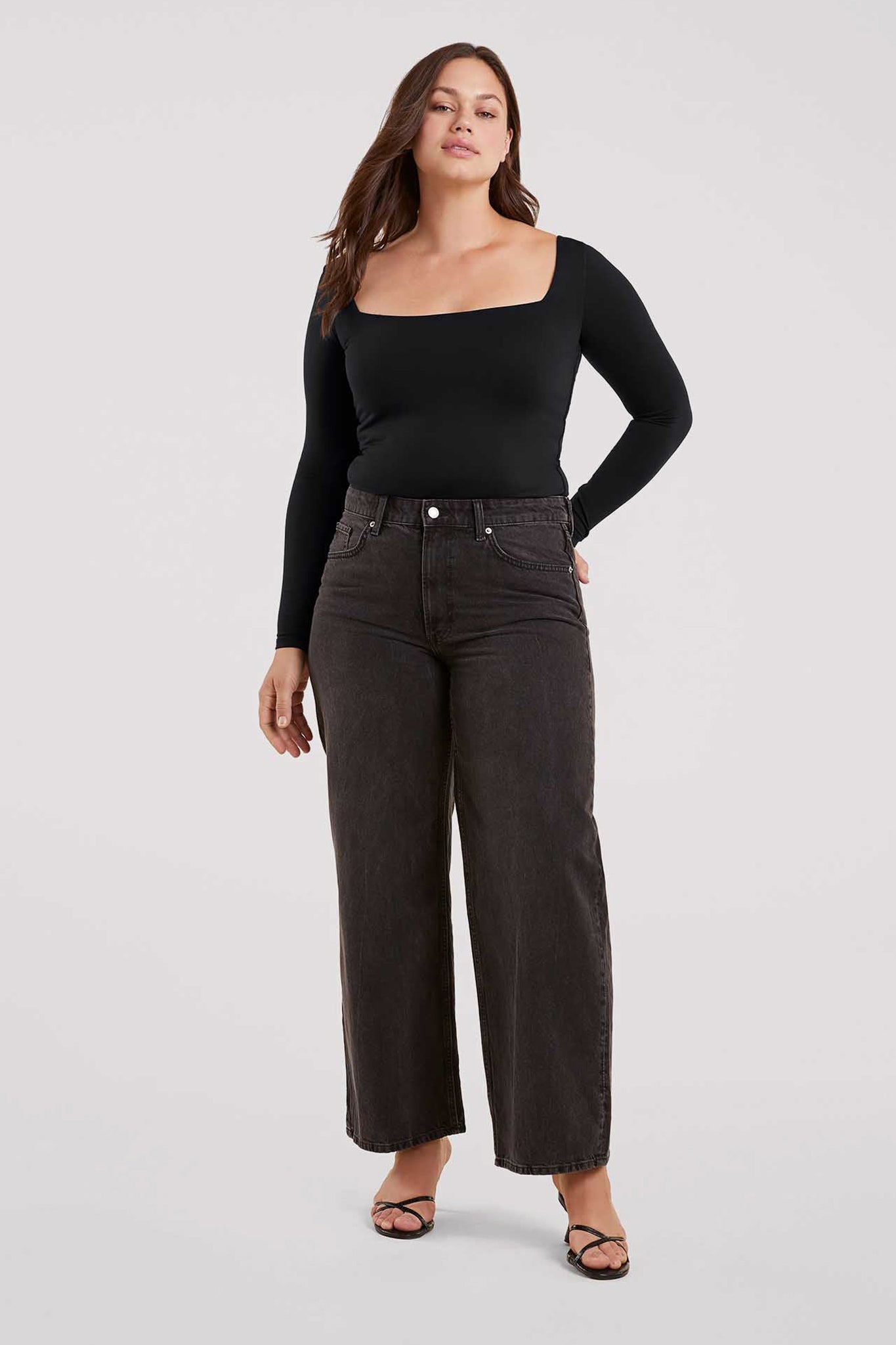 Long Sleeve Wide Square Neck Bodysuit