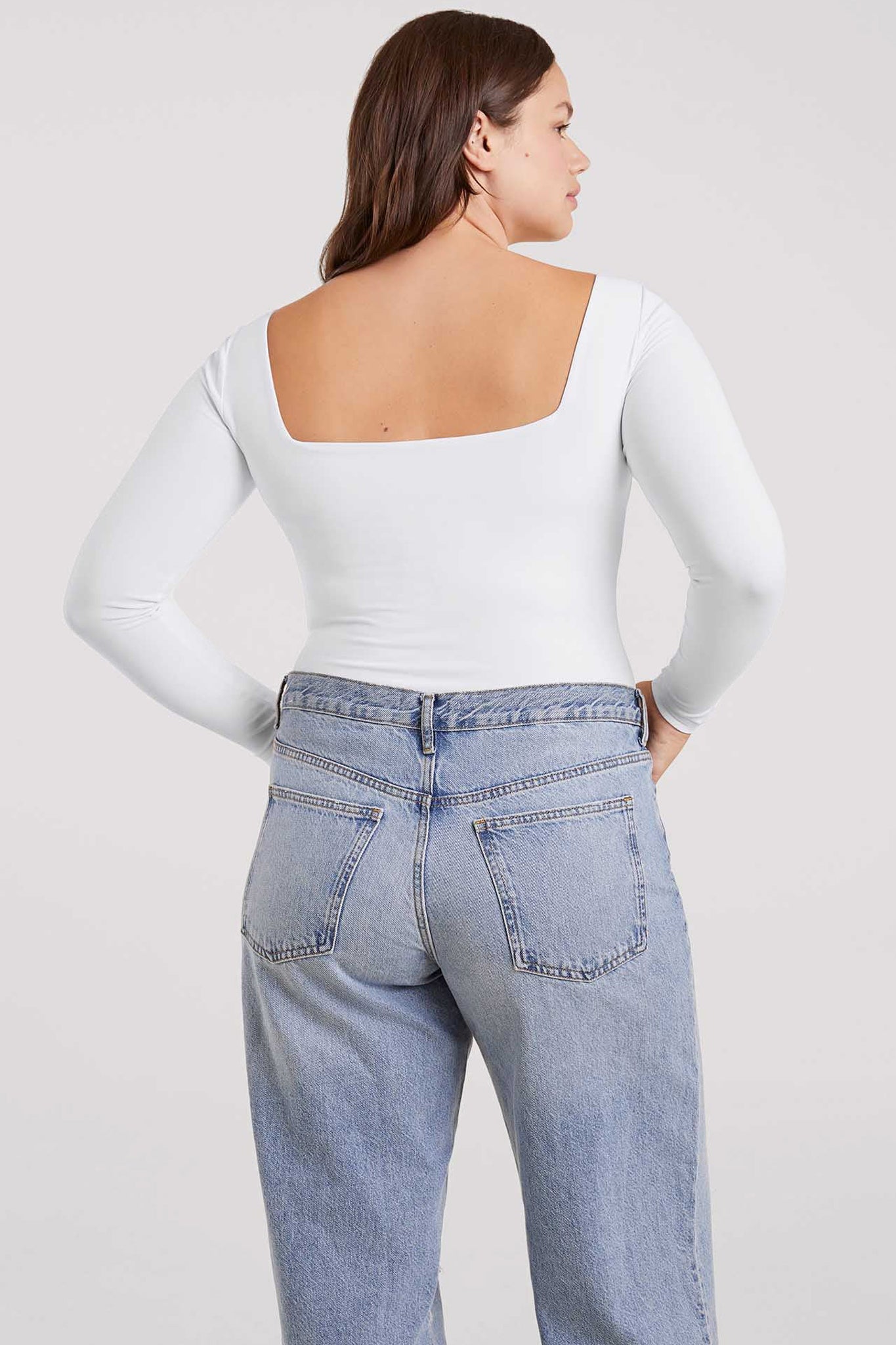 Long Sleeve Wide Square Neck Bodysuit