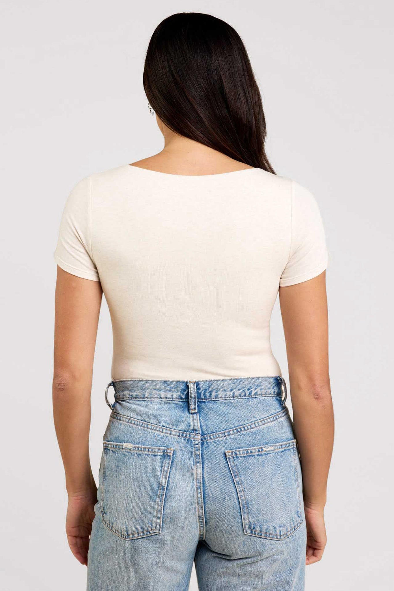 Cotton Stretch Short Sleeve Square Neck Bodysuit