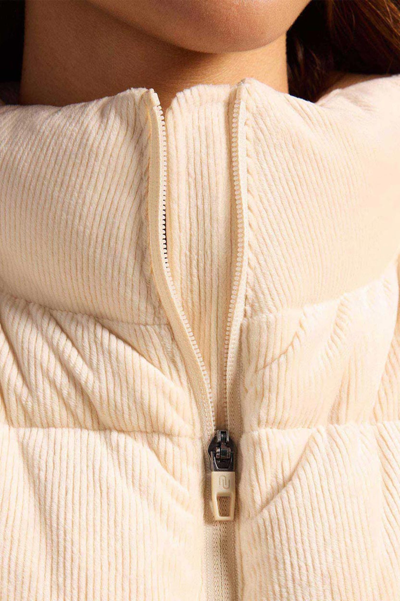 Ribbed Velour Puffer Vest