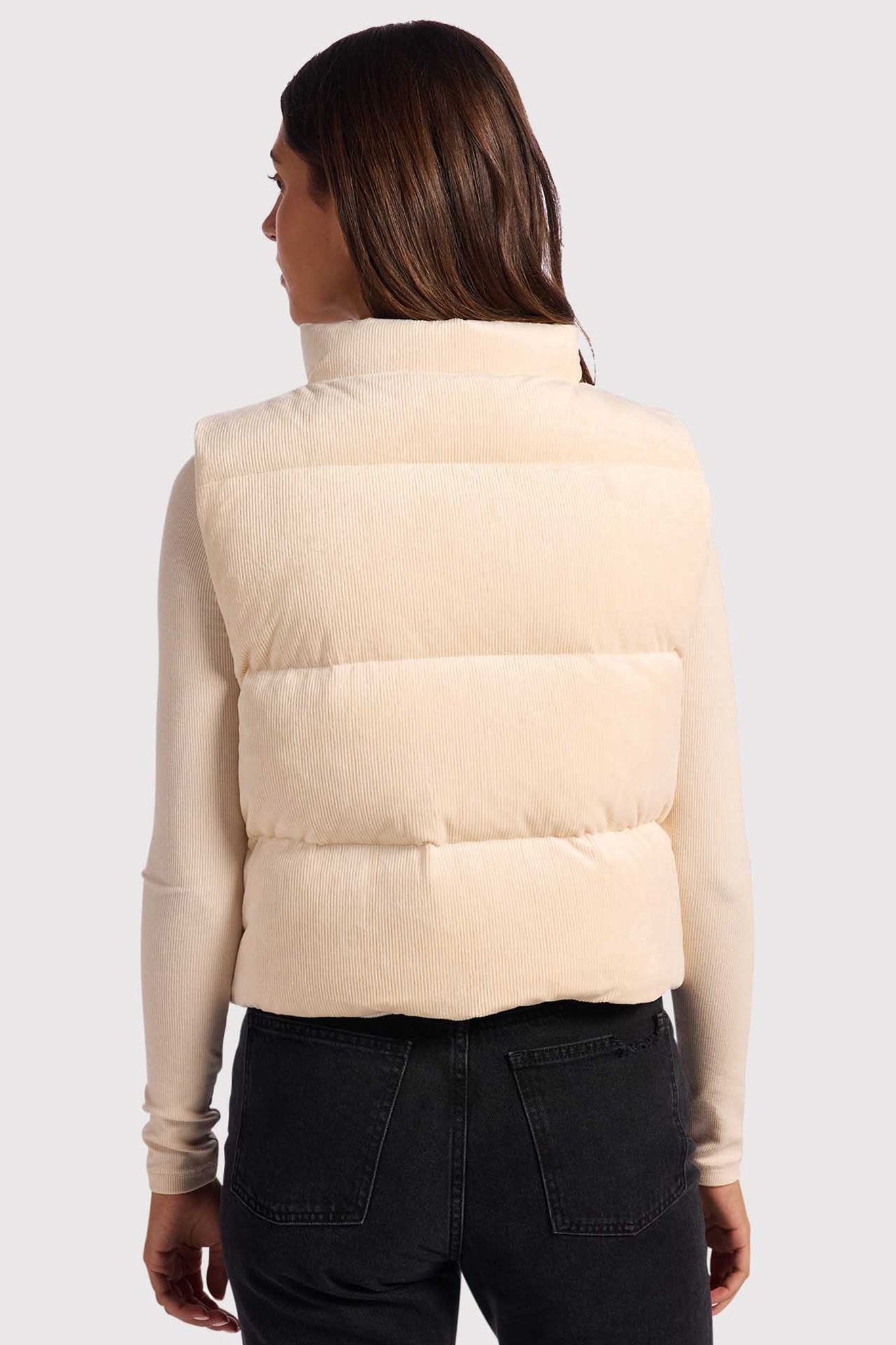 Ribbed Velour Puffer Vest