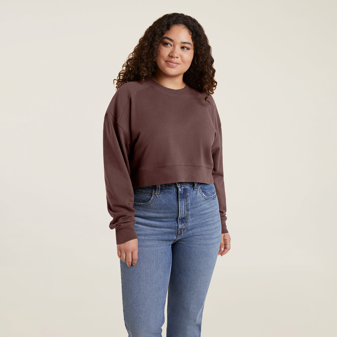 Crop boyfriend crewneck clearance sweatshirt