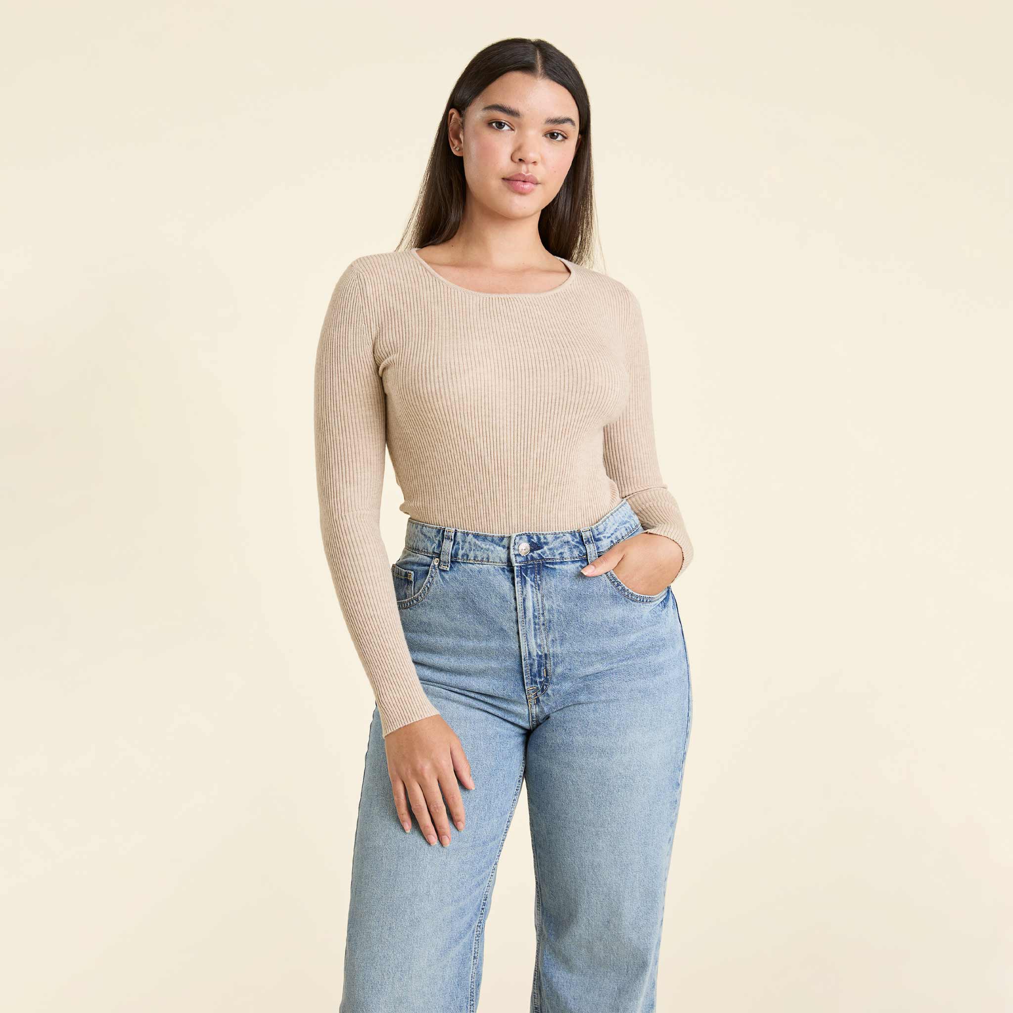 Crewneck Sweater Bodysuit Heather Oat