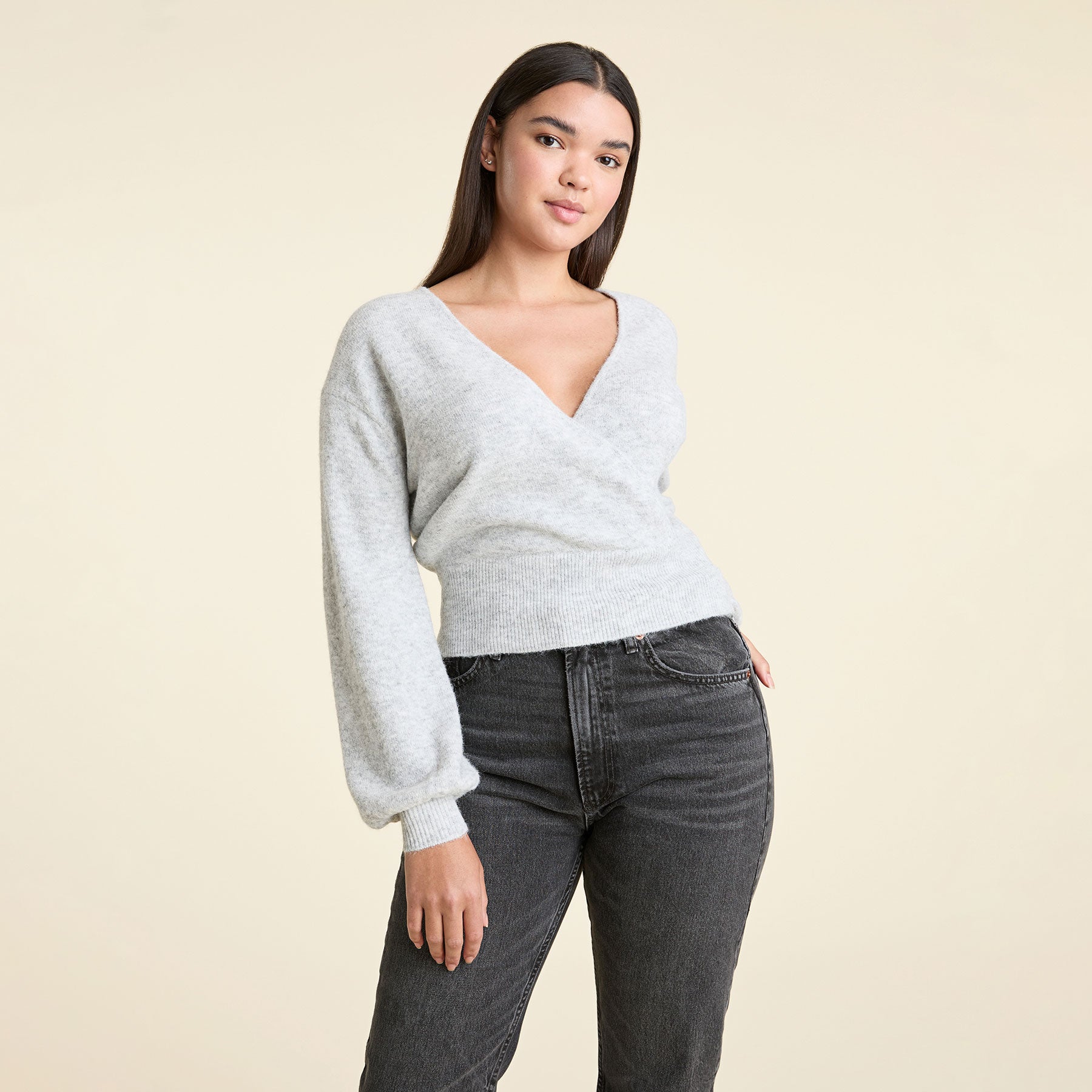 Grey on sale wrap sweater