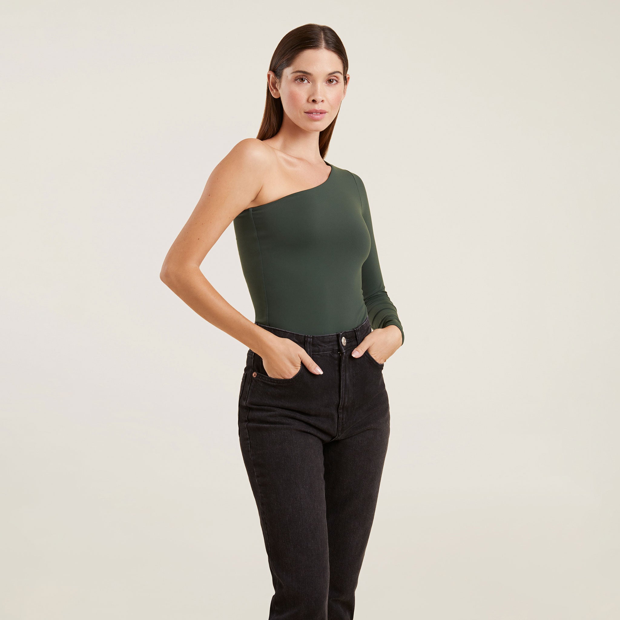 One Shoulder Bodysuit | Evergreen