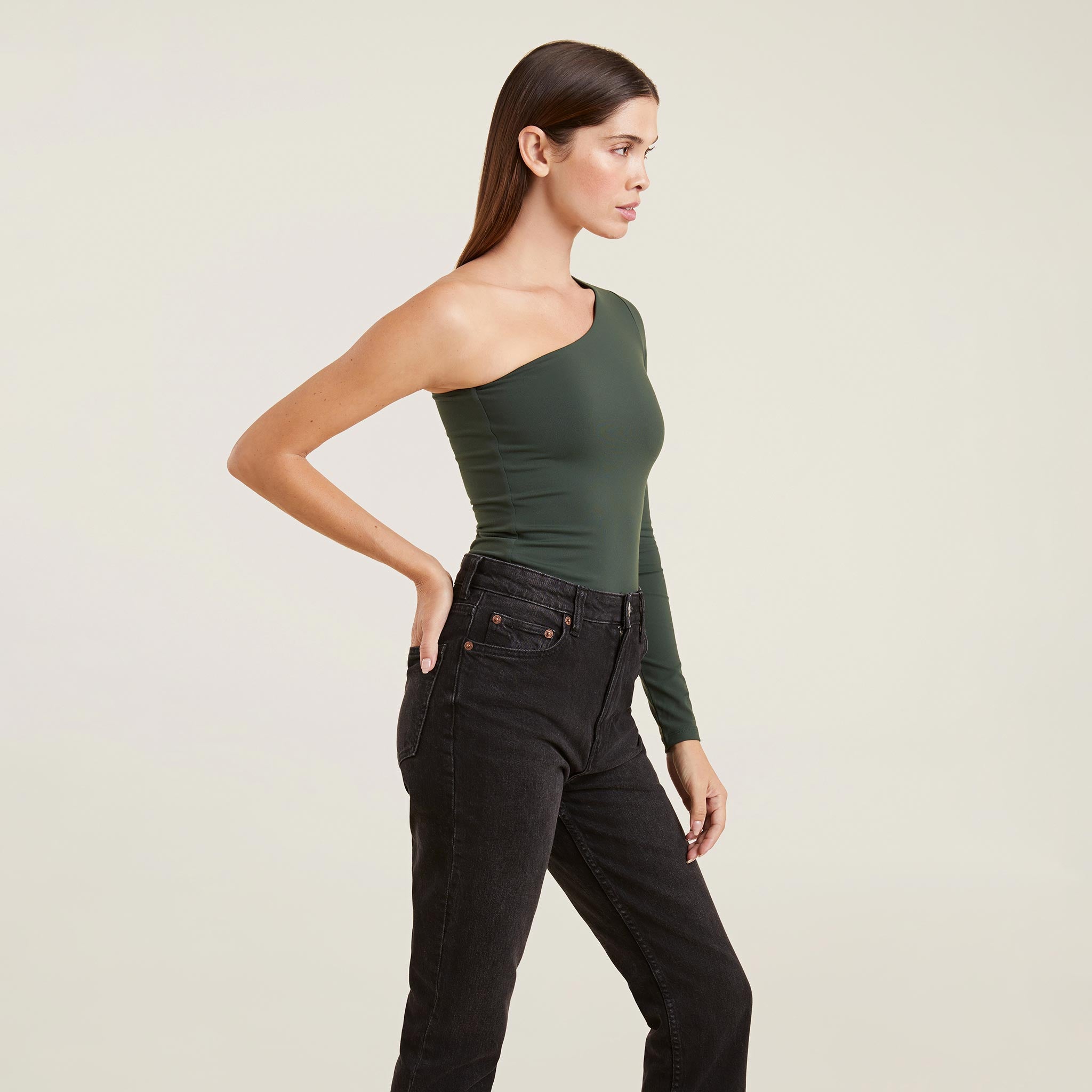 One Shoulder Bodysuit | Evergreen