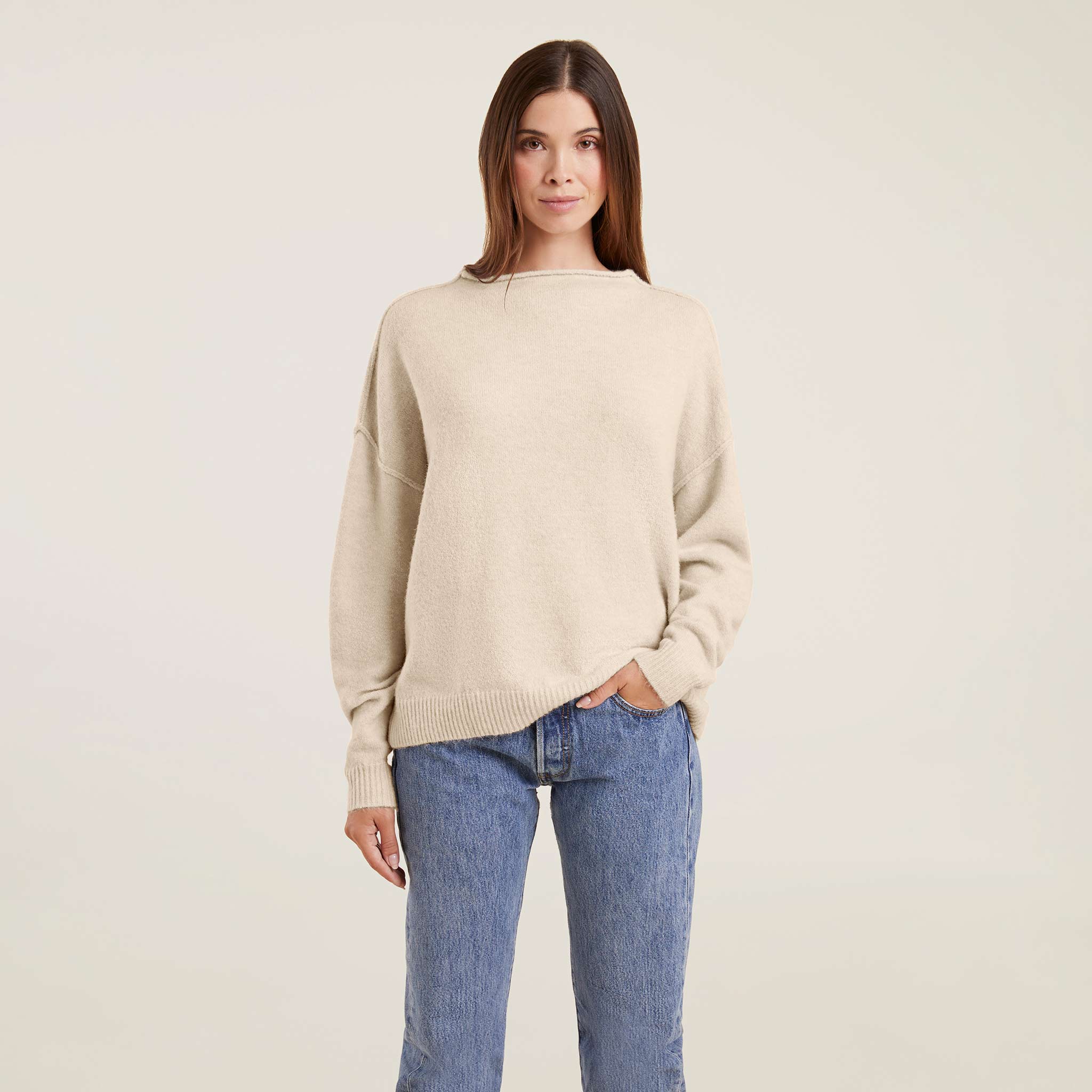 Beige crew neck hotsell sweater women's