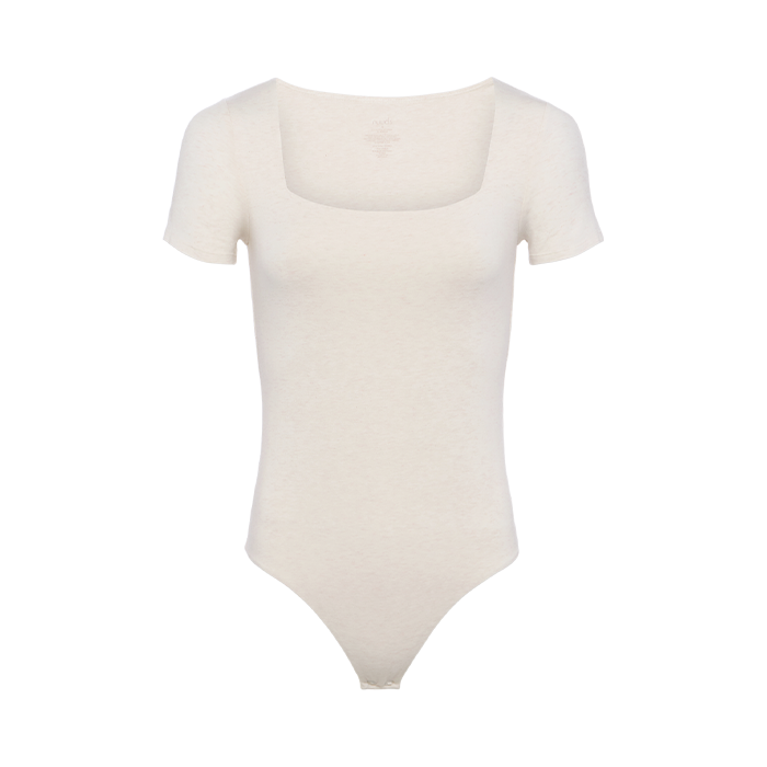 Short Sleeve Square Neck Bodysuit | Heather Bone