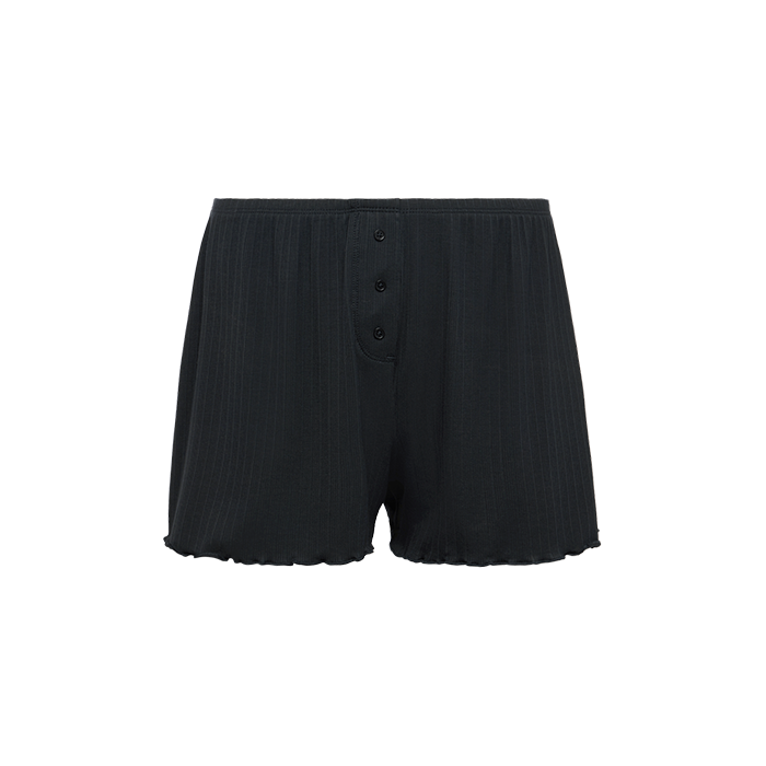 Mini Rib Cheeky Shorts | Black
