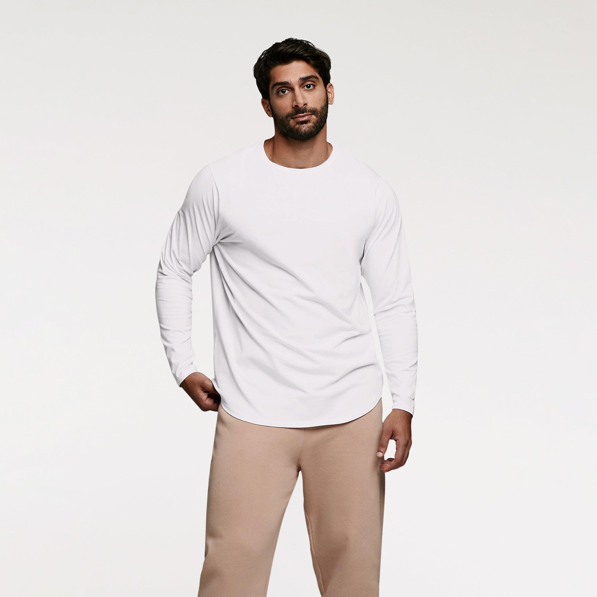 Curved hem online long sleeve mens