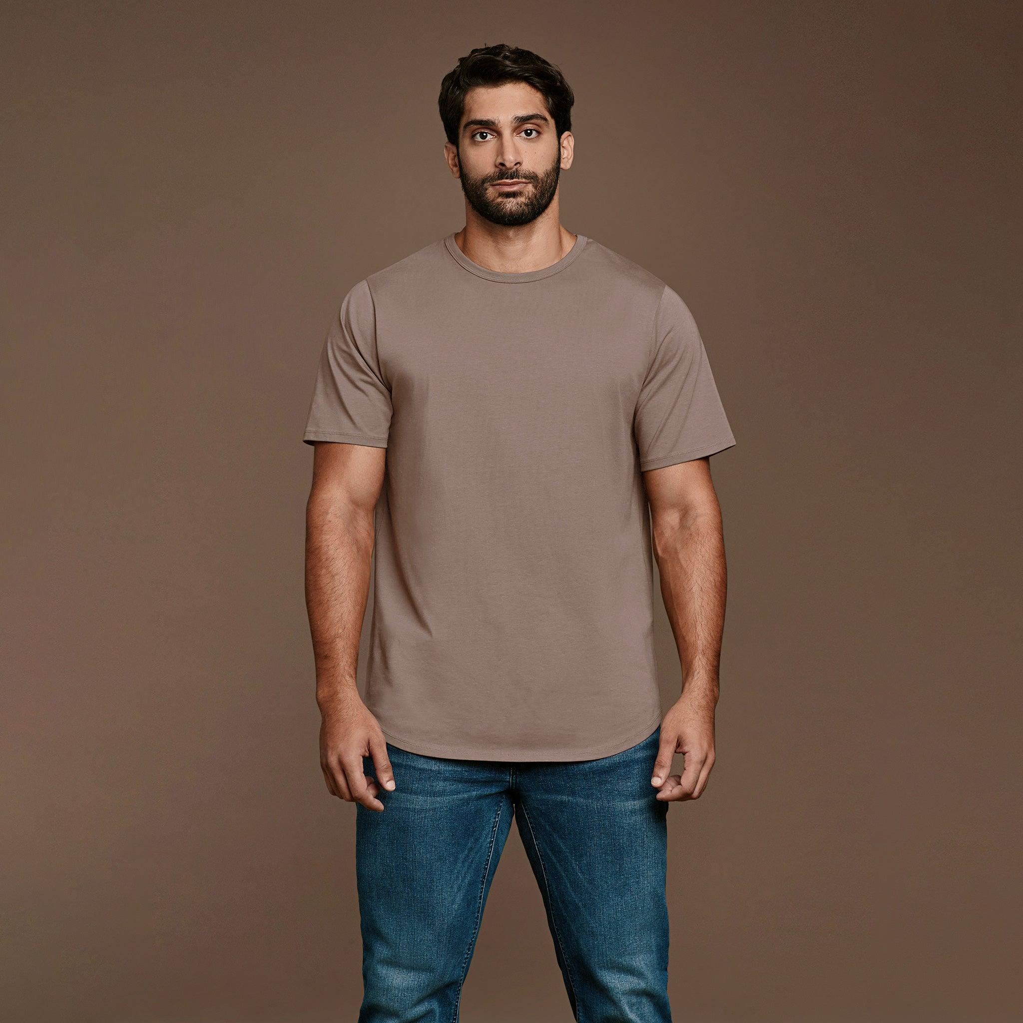 Men's Short Sleeve Curved Hem T-Shirt | Mocha