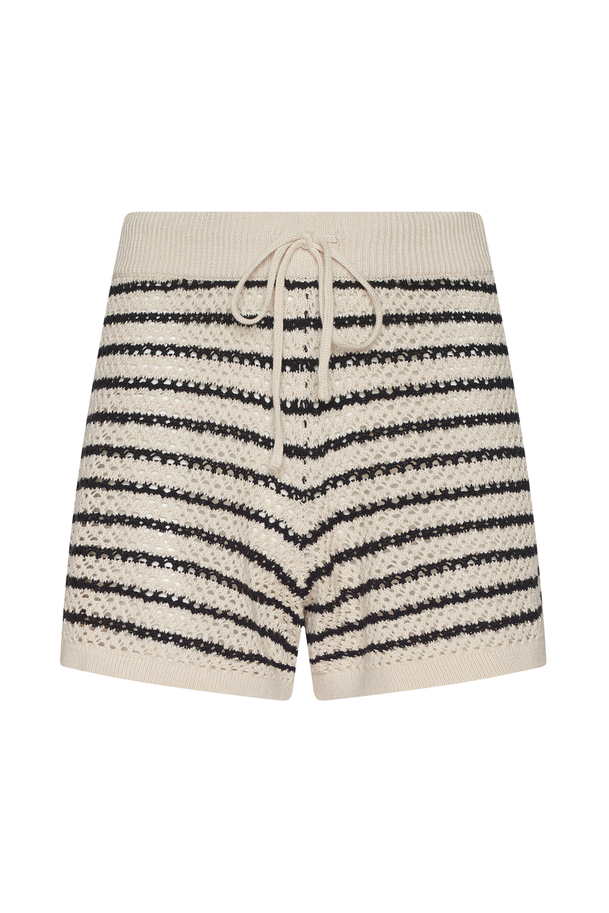 Color:Bone Stripe | Cotton Crochet Sweater Short
