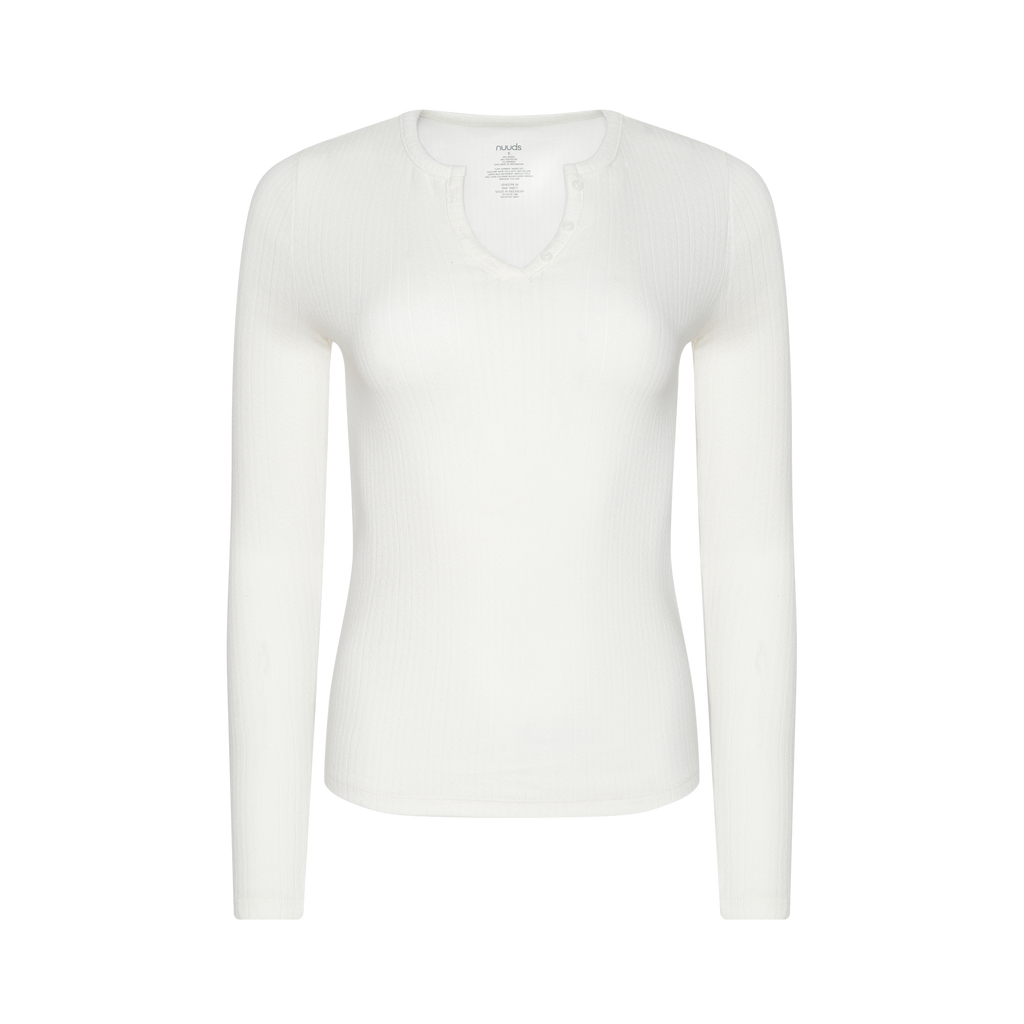 Pointelle Long Sleeve Henley