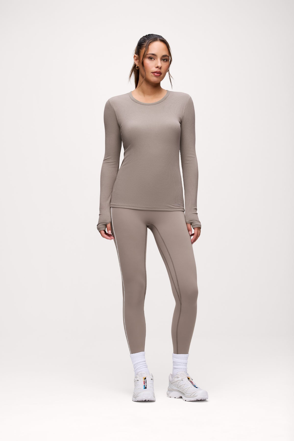 Color:Cocoa | Sporty Rib Bra Long Sleeve