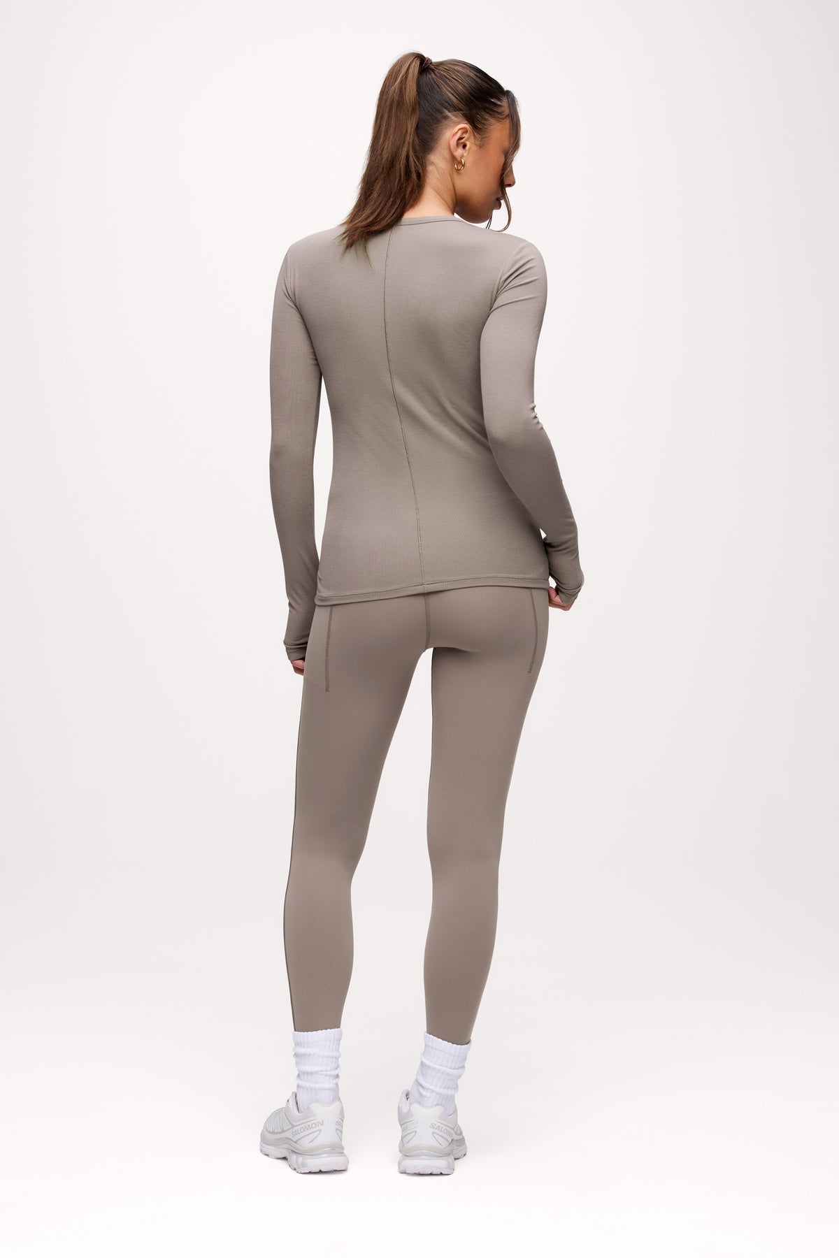 Color:Cocoa | Sporty Rib Bra Long Sleeve