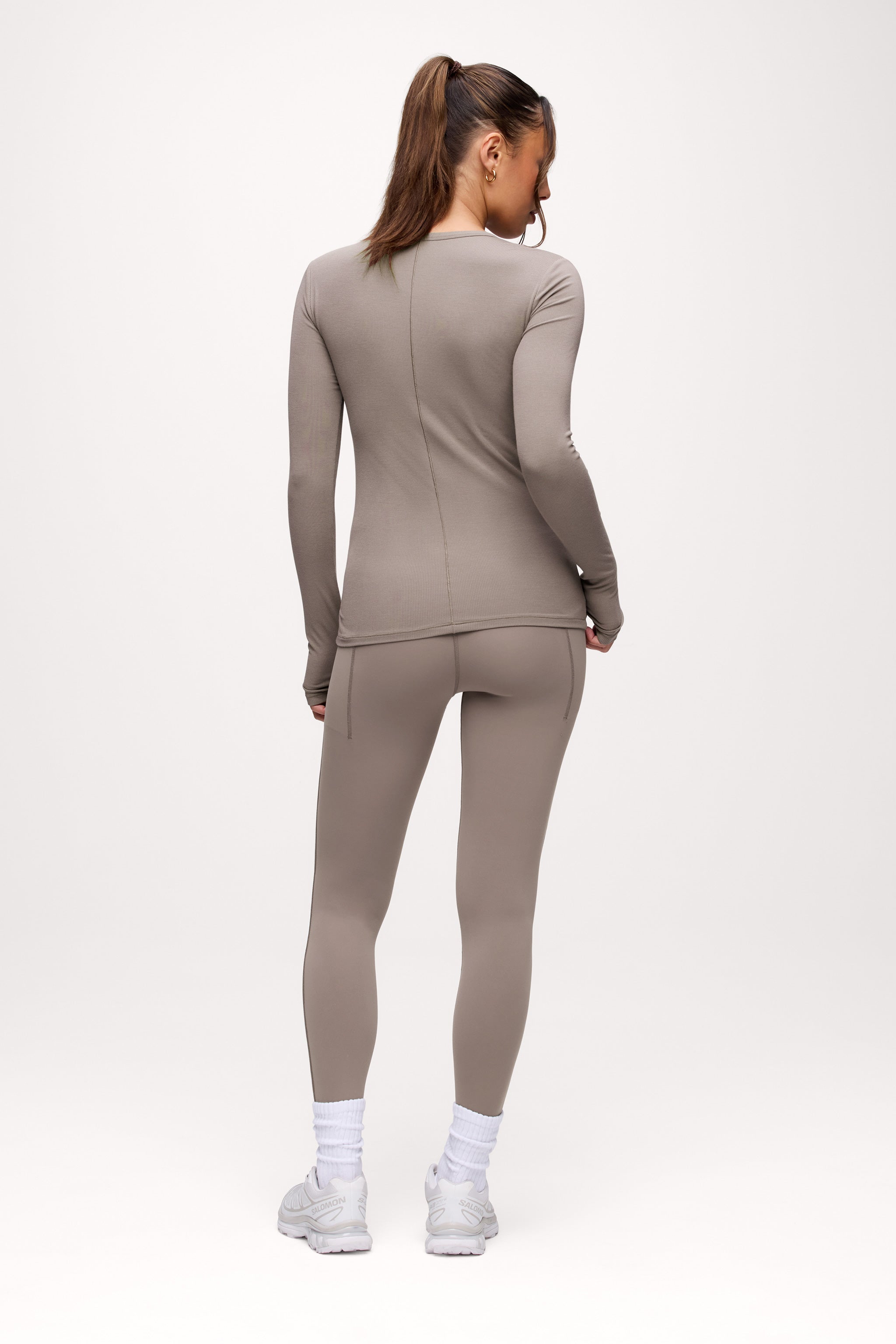 Sporty Rib Bra Long Sleeve | Cocoa