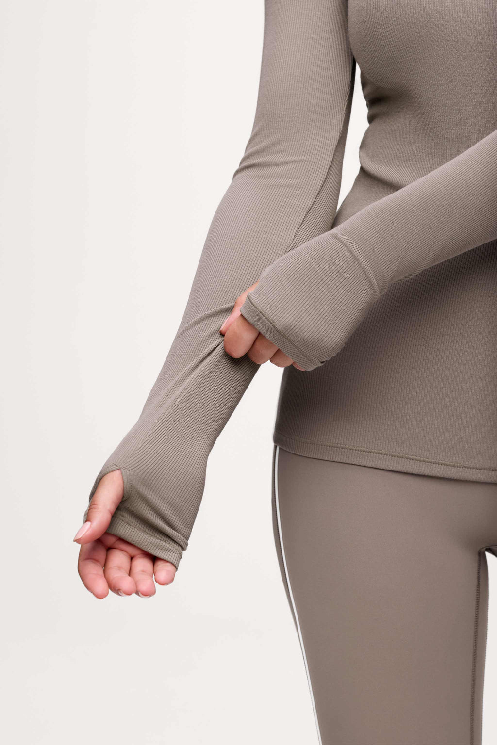 Sporty Rib Bra Long Sleeve | Cocoa