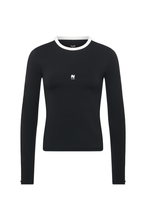 nuuds contrast long sleeve top womens long sleeve active shirt pilates outfit fitted workout top